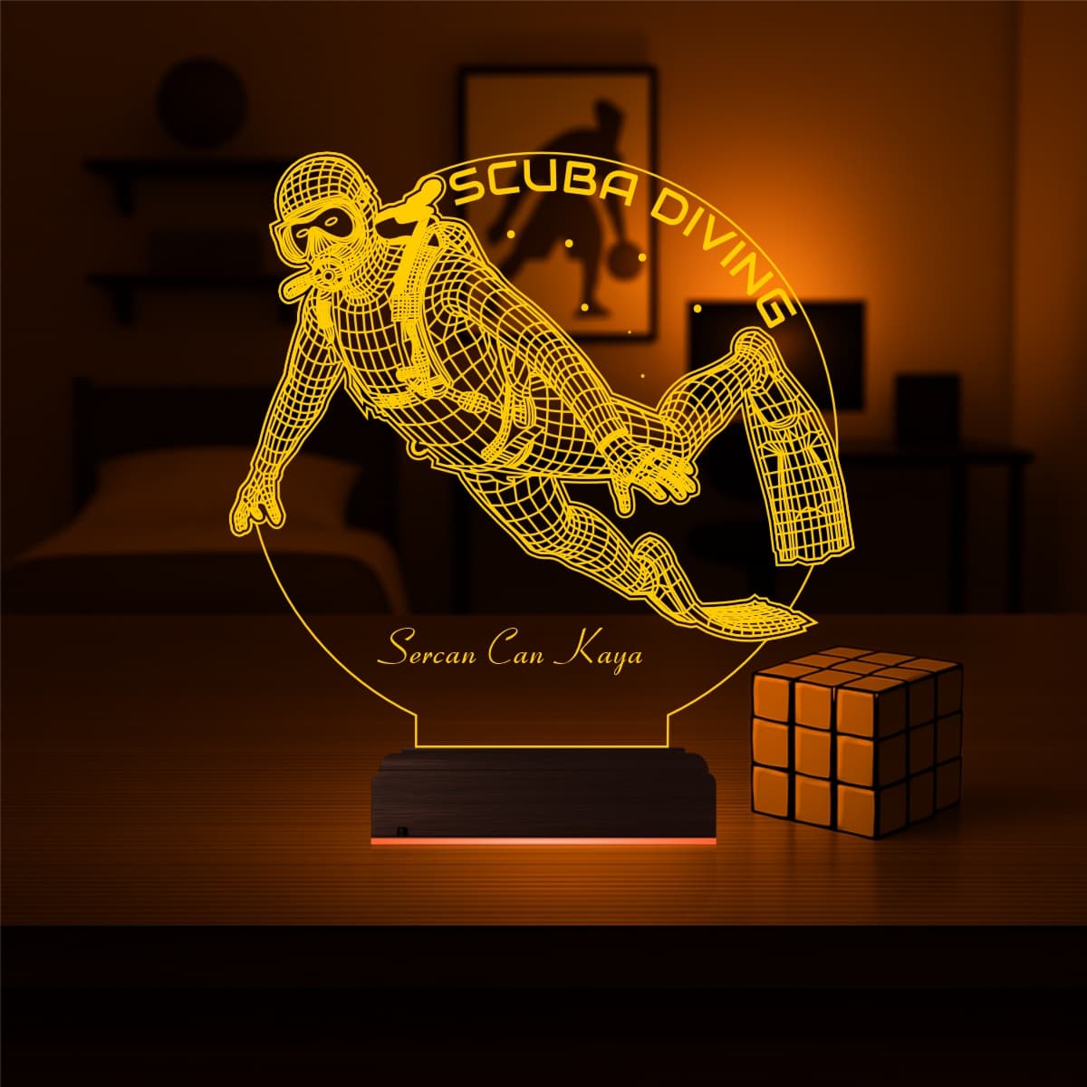 Дайвер — 3D LED Ночник | Подарок с именем мужчине 7