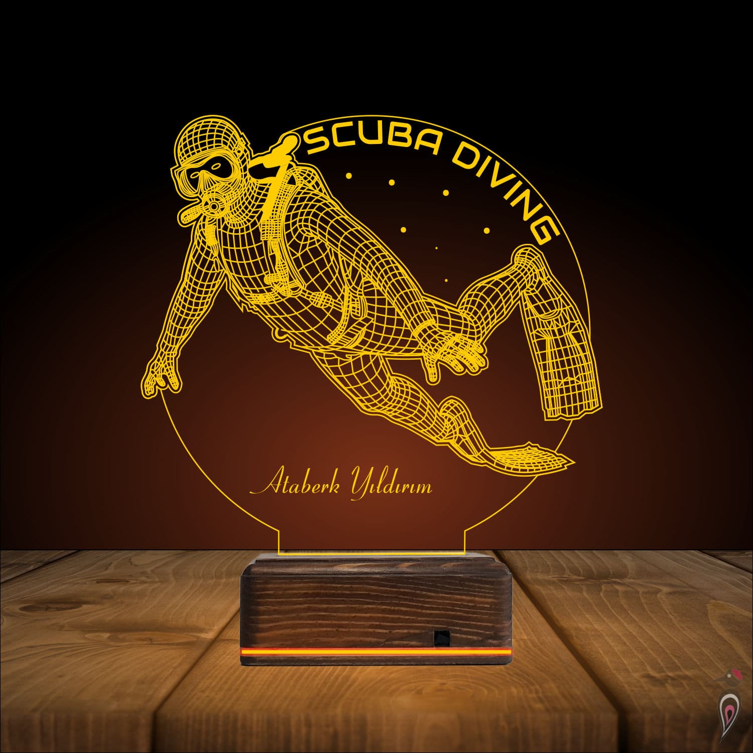 Дайвер — 3D LED Ночник | Подарок с именем мужчине 9