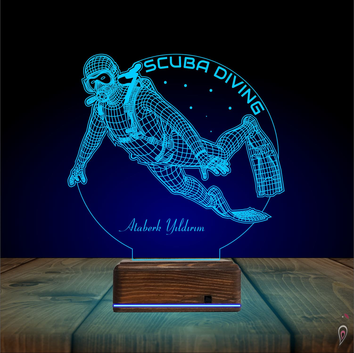 Дайвер — 3D LED Ночник | Подарок с именем мужчине 10