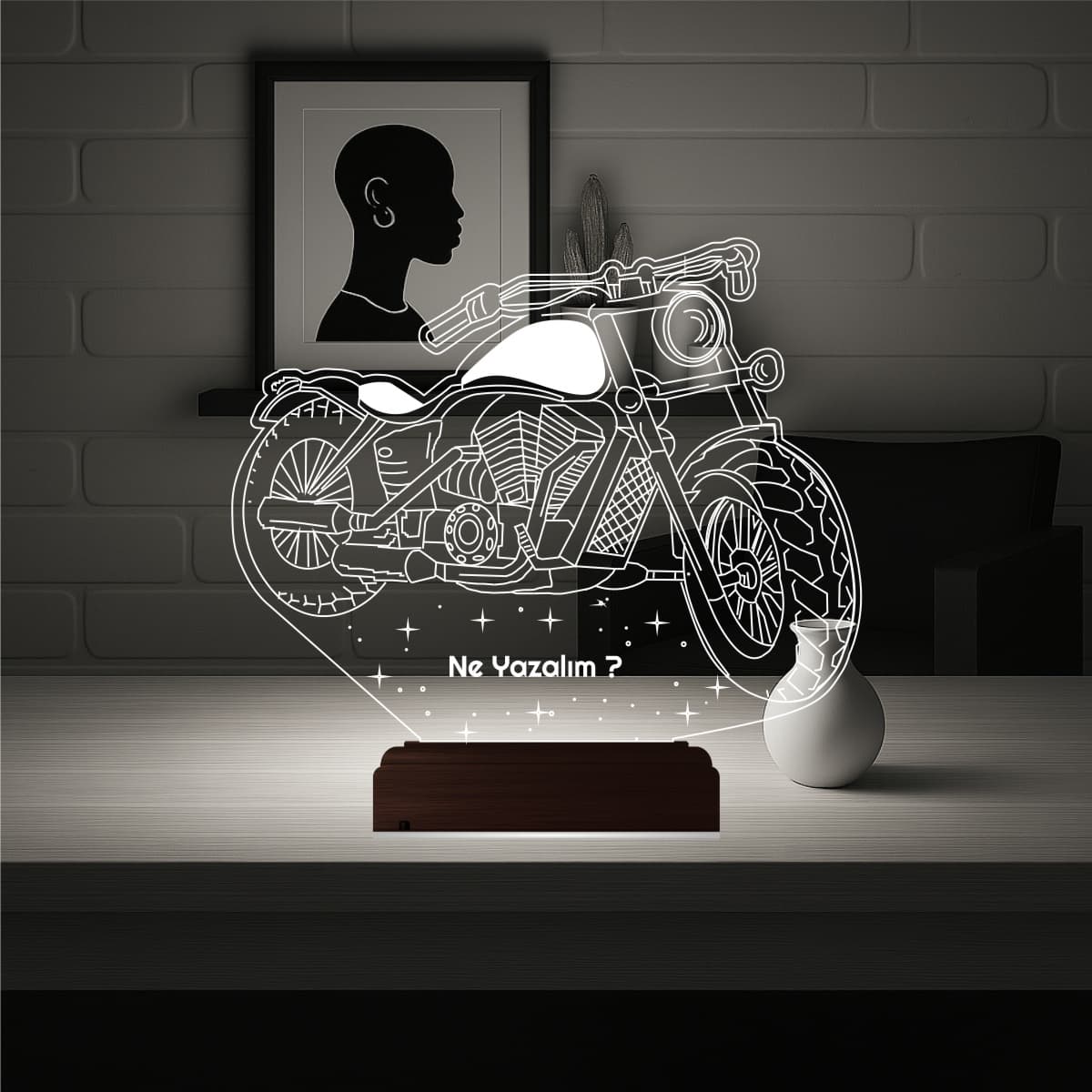 Мотоцикл Чоппер — 3D LED Ночник | Именной подарок мужчине 1
