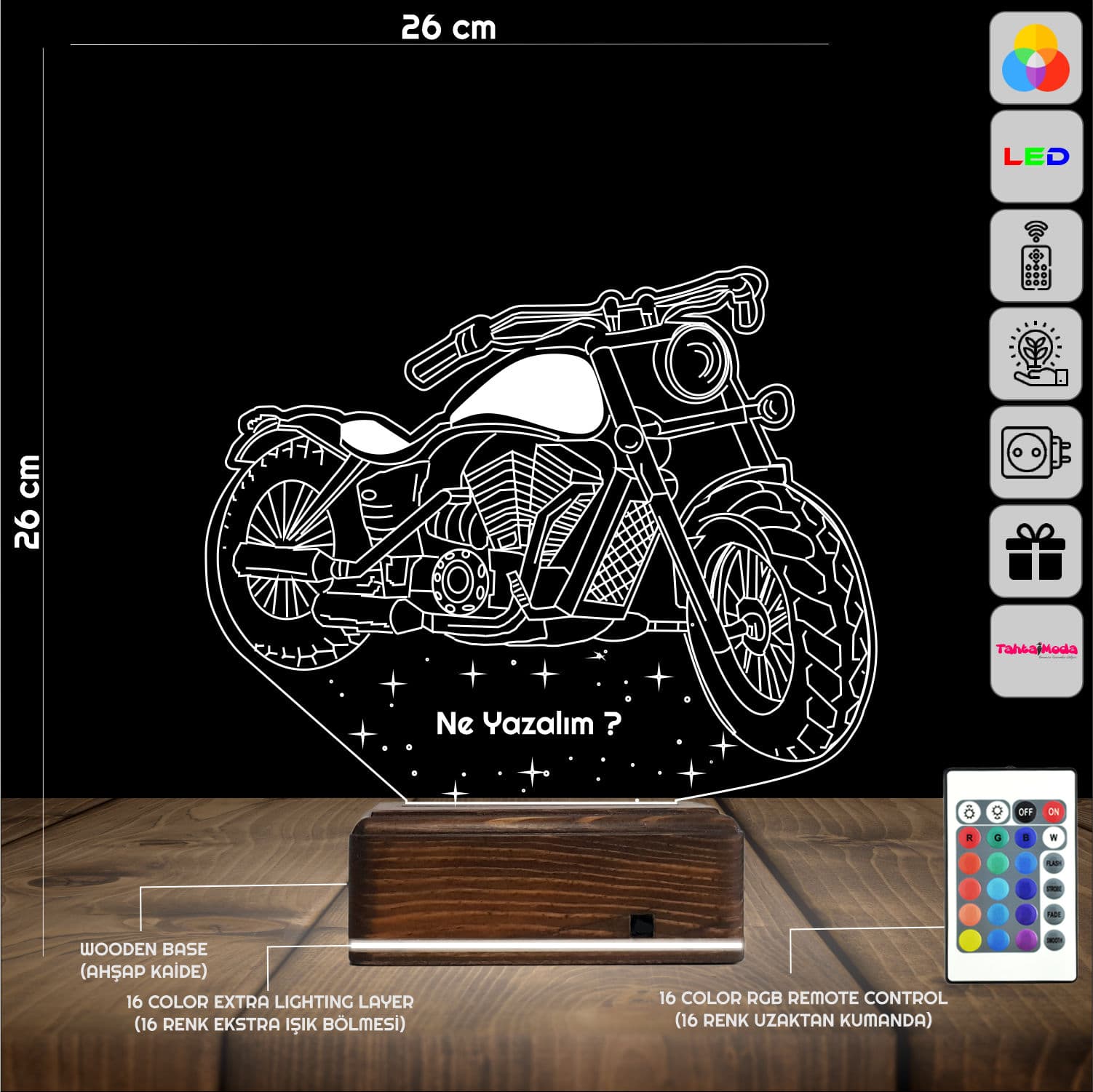 Мотоцикл Чоппер — 3D LED Ночник | Именной подарок мужчине 2