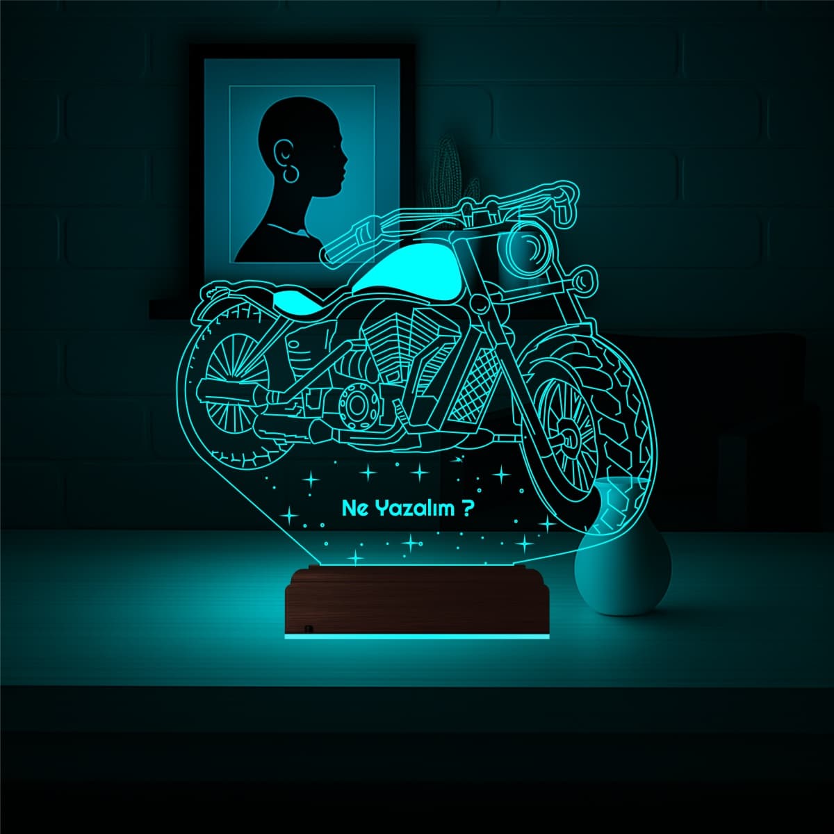 Мотоцикл Чоппер — 3D LED Ночник | Именной подарок мужчине 3