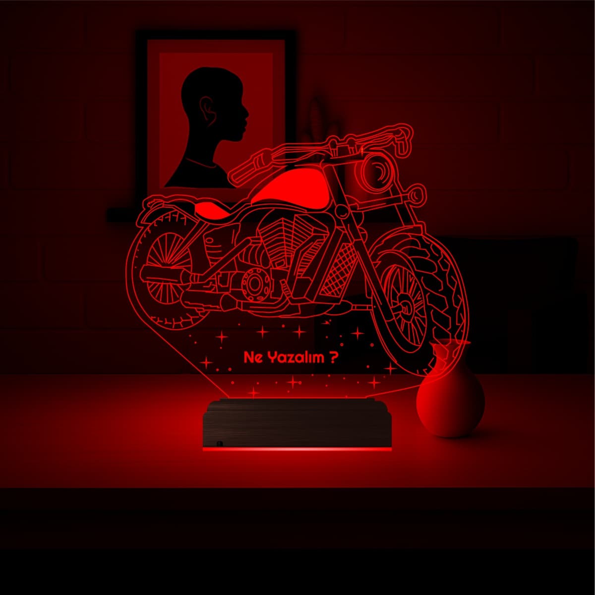 Мотоцикл Чоппер — 3D LED Ночник | Именной подарок мужчине 6