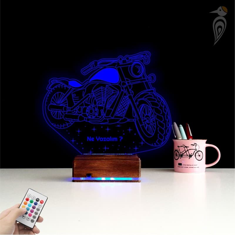 Мотоцикл Чоппер — 3D LED Ночник | Именной подарок мужчине 9