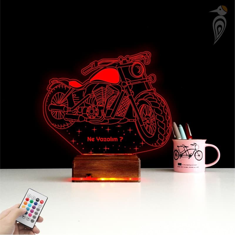 Мотоцикл Чоппер — 3D LED Ночник | Именной подарок мужчине 10