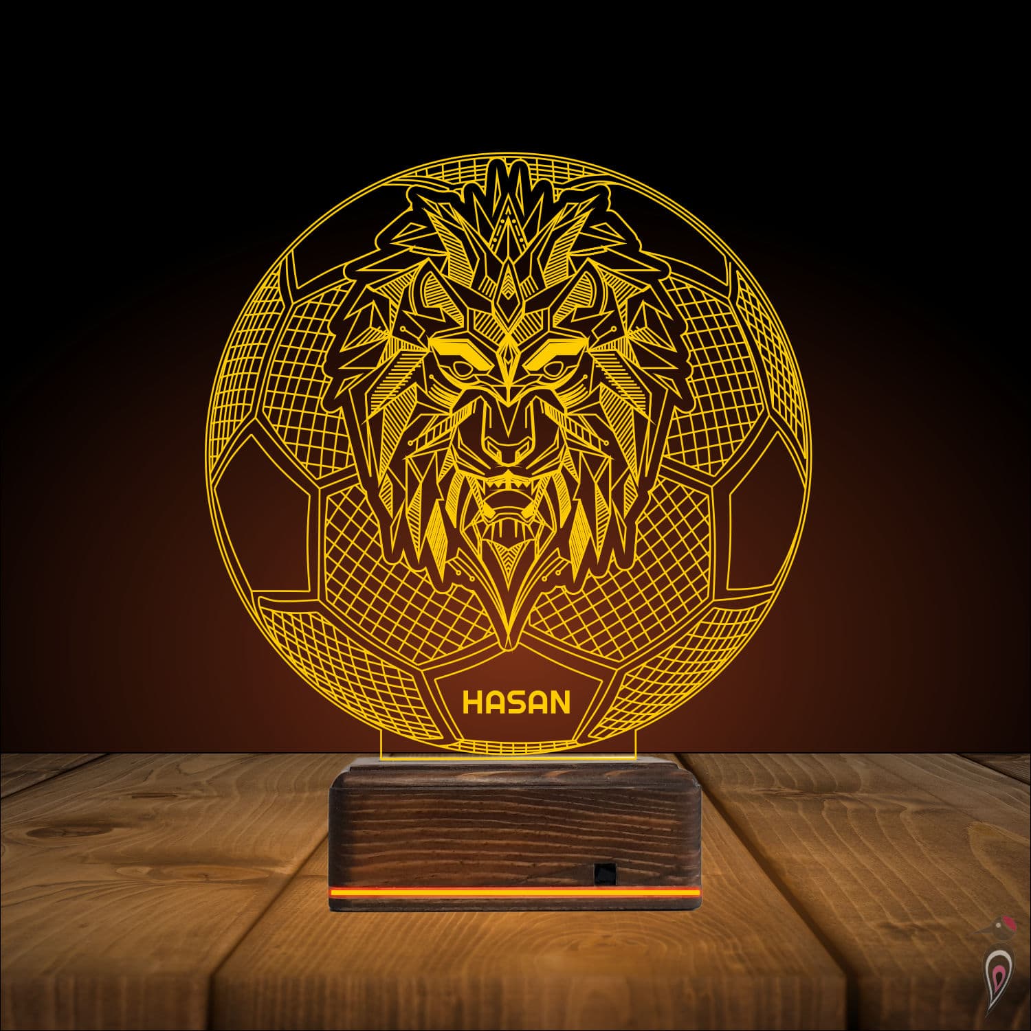 Лев и Футбол — 3D LED Ночник с именем | Подарок мальчику 9