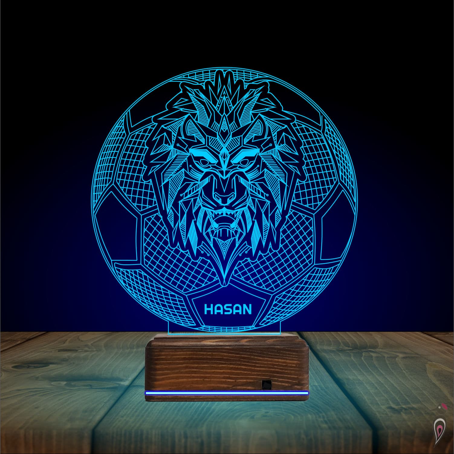 Лев и Футбол — 3D LED Ночник с именем | Подарок мальчику 10