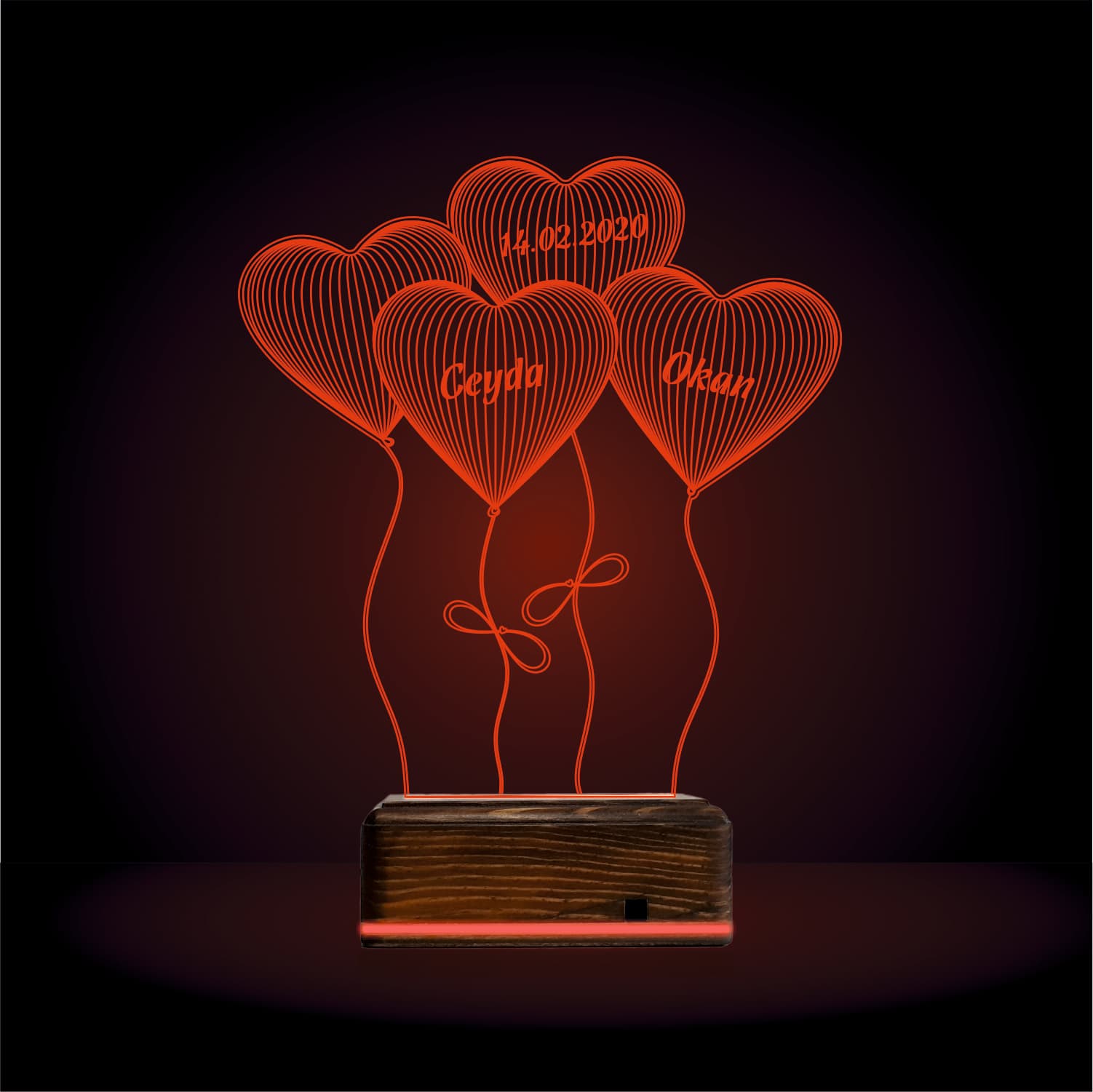 Сердца-шары с именами — 3D LED Ночник | Подарок на годовщину 4