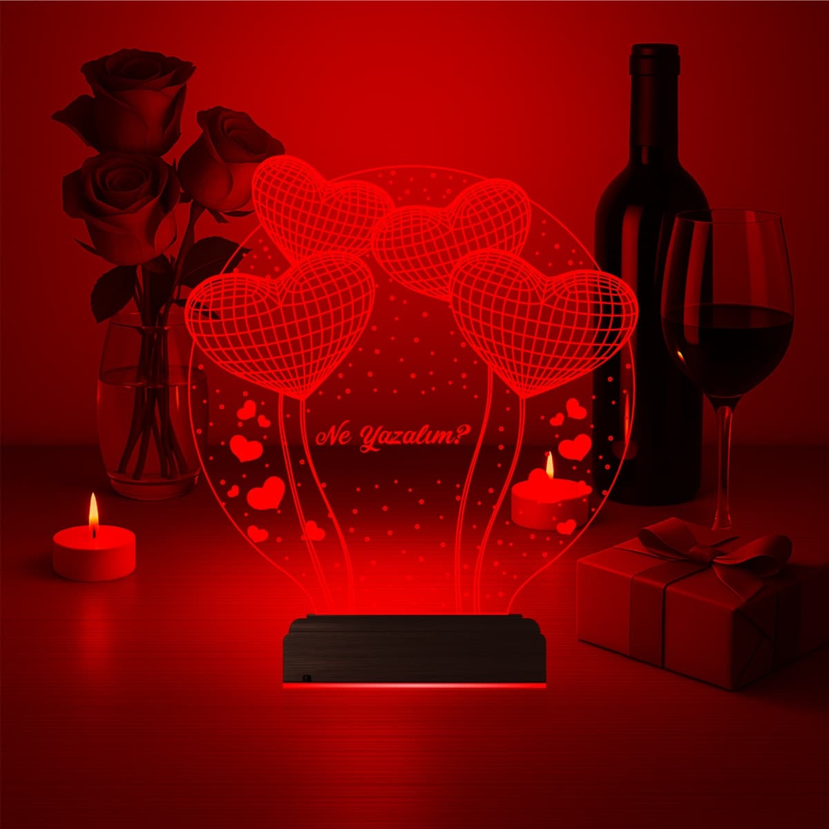 Сердца-шары 3D Ночник с надписью 6