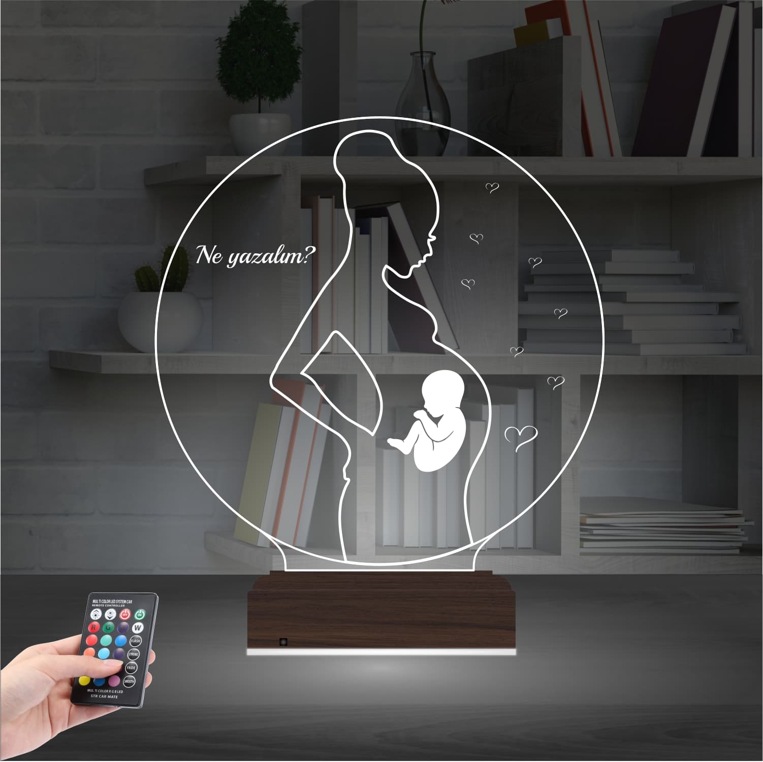 Беременная Мама 3D Ночник с Гравировкой 2