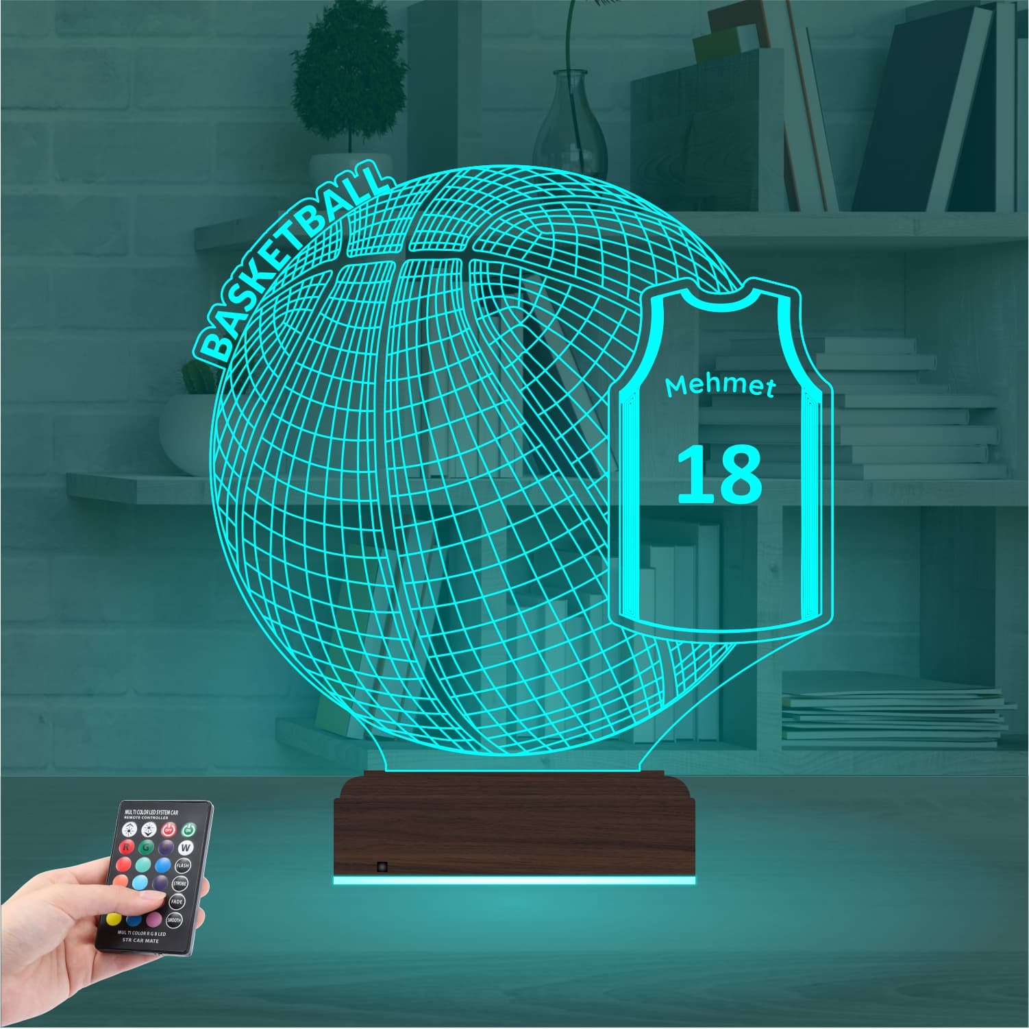 Баскетбольный мяч и джерси — 3D LED Ночник | Именной подарок 3