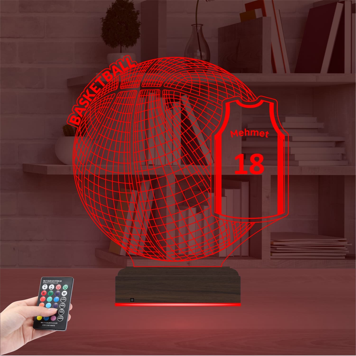 Баскетбольный мяч и джерси — 3D LED Ночник | Именной подарок 5