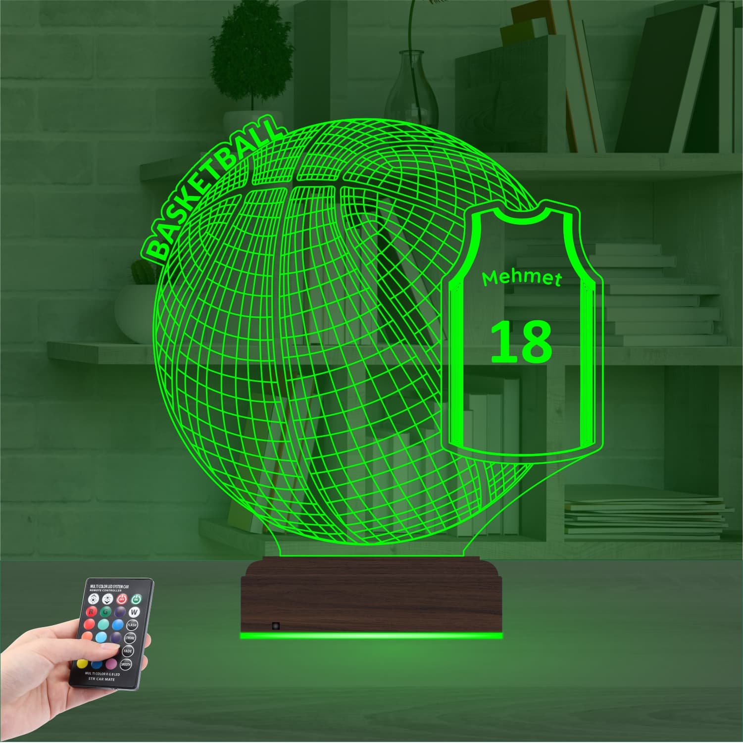 Баскетбольный мяч и джерси — 3D LED Ночник | Именной подарок 6