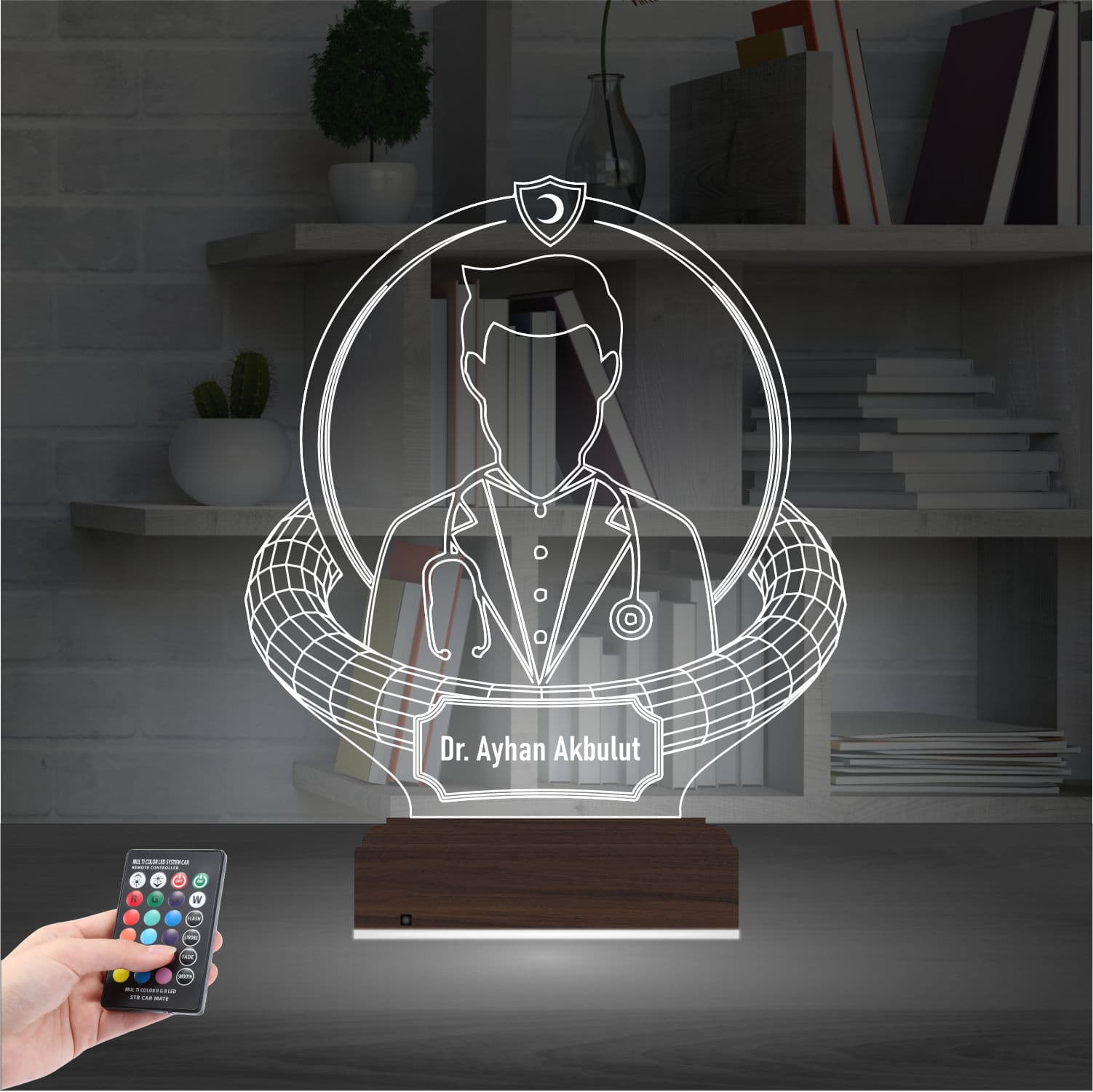 Именной 3D Ночник Врачу с Пультом 2