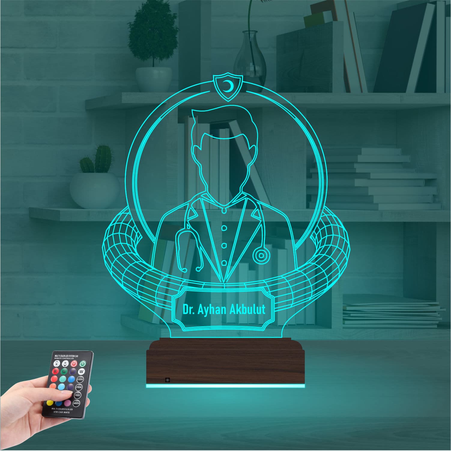 Именной 3D Ночник Врачу с Пультом 3