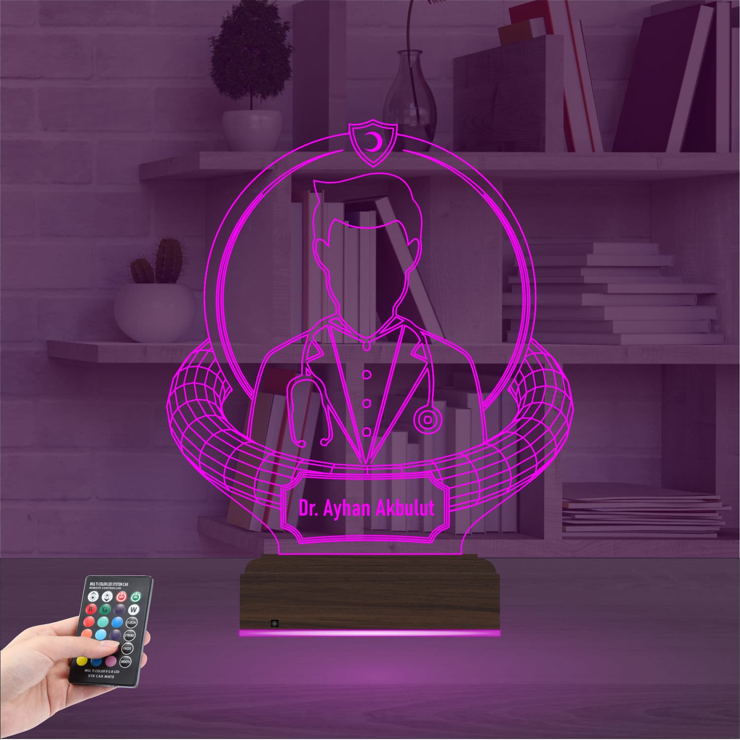 Именной 3D Ночник Врачу с Пультом 4