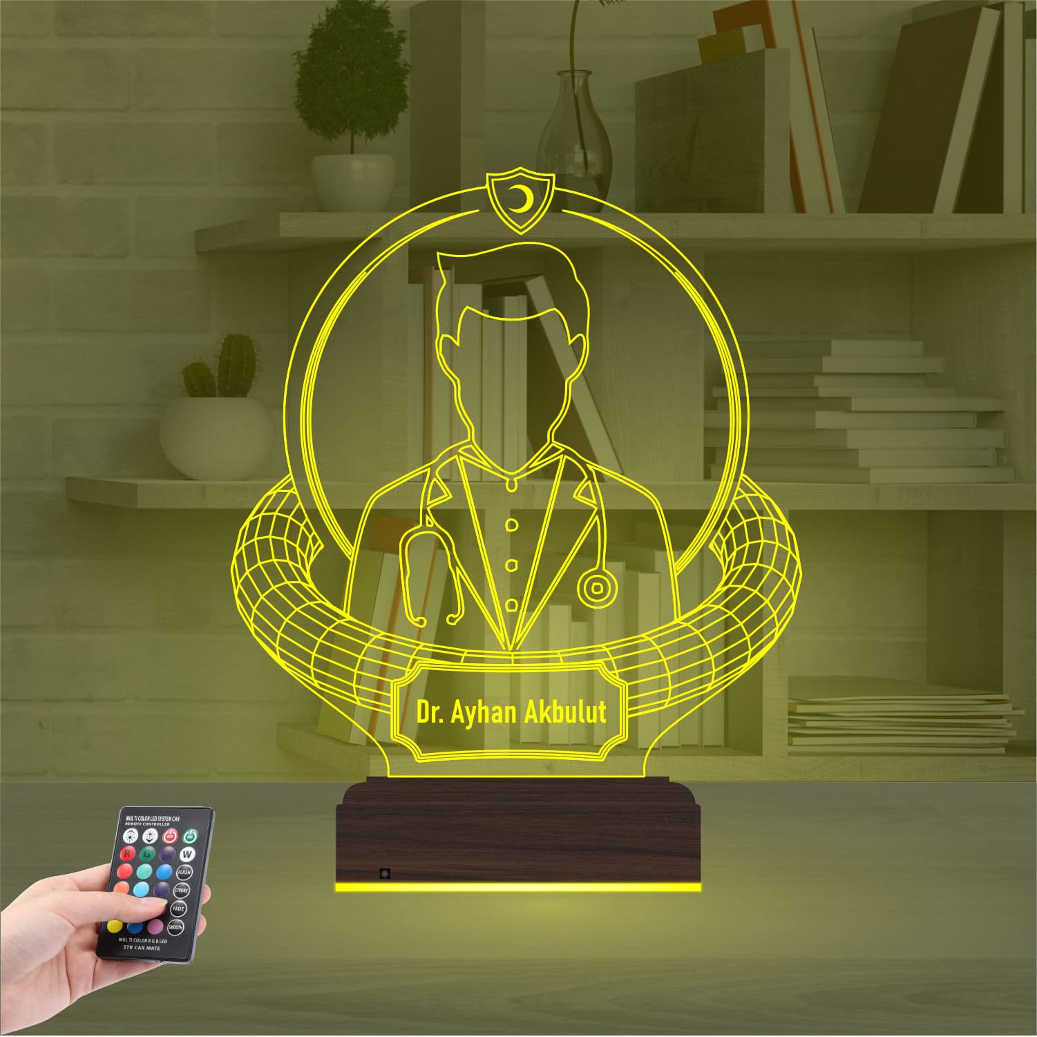Именной 3D Ночник Врачу с Пультом 7
