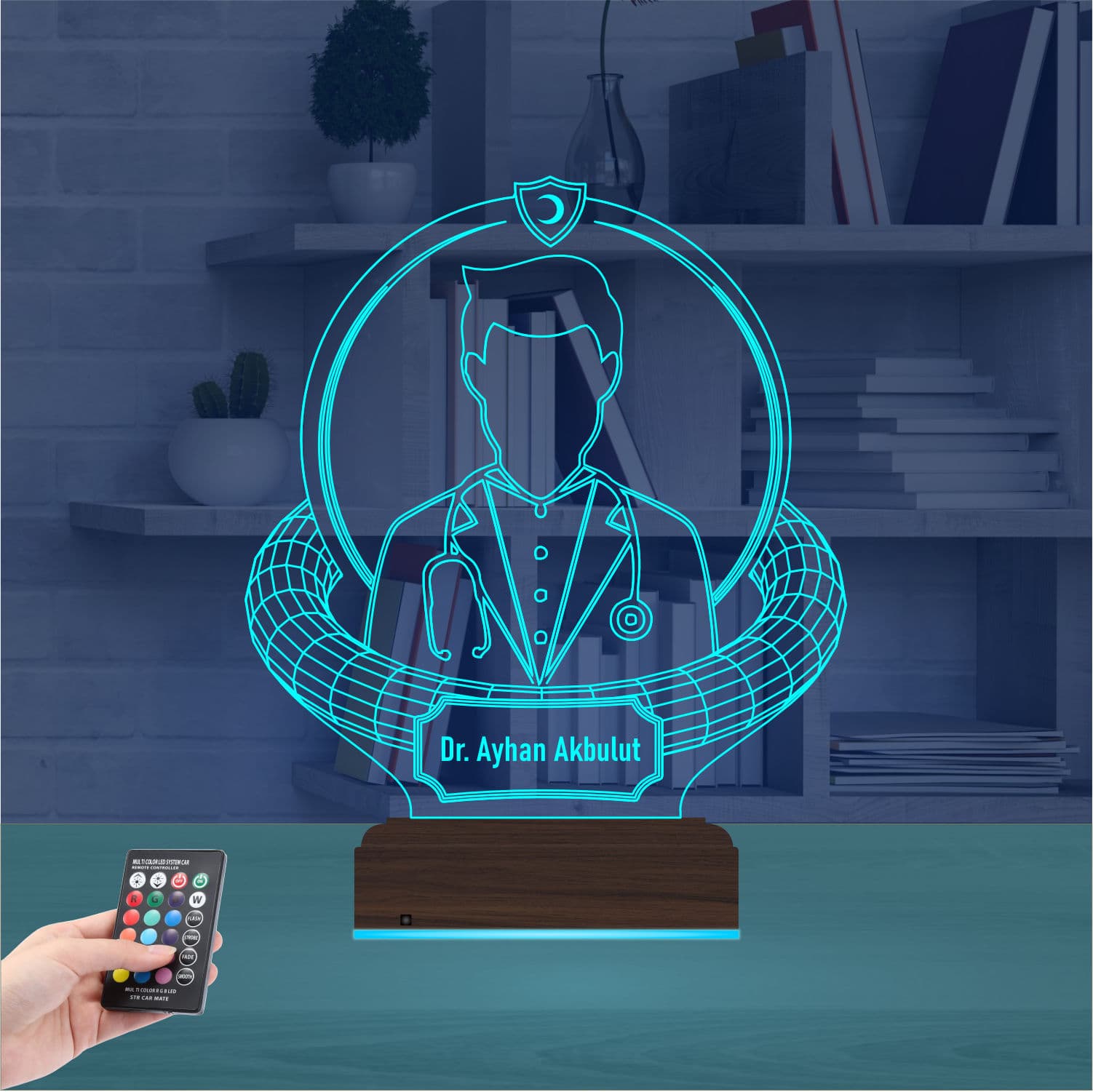 Именной 3D Ночник Врачу с Пультом 9