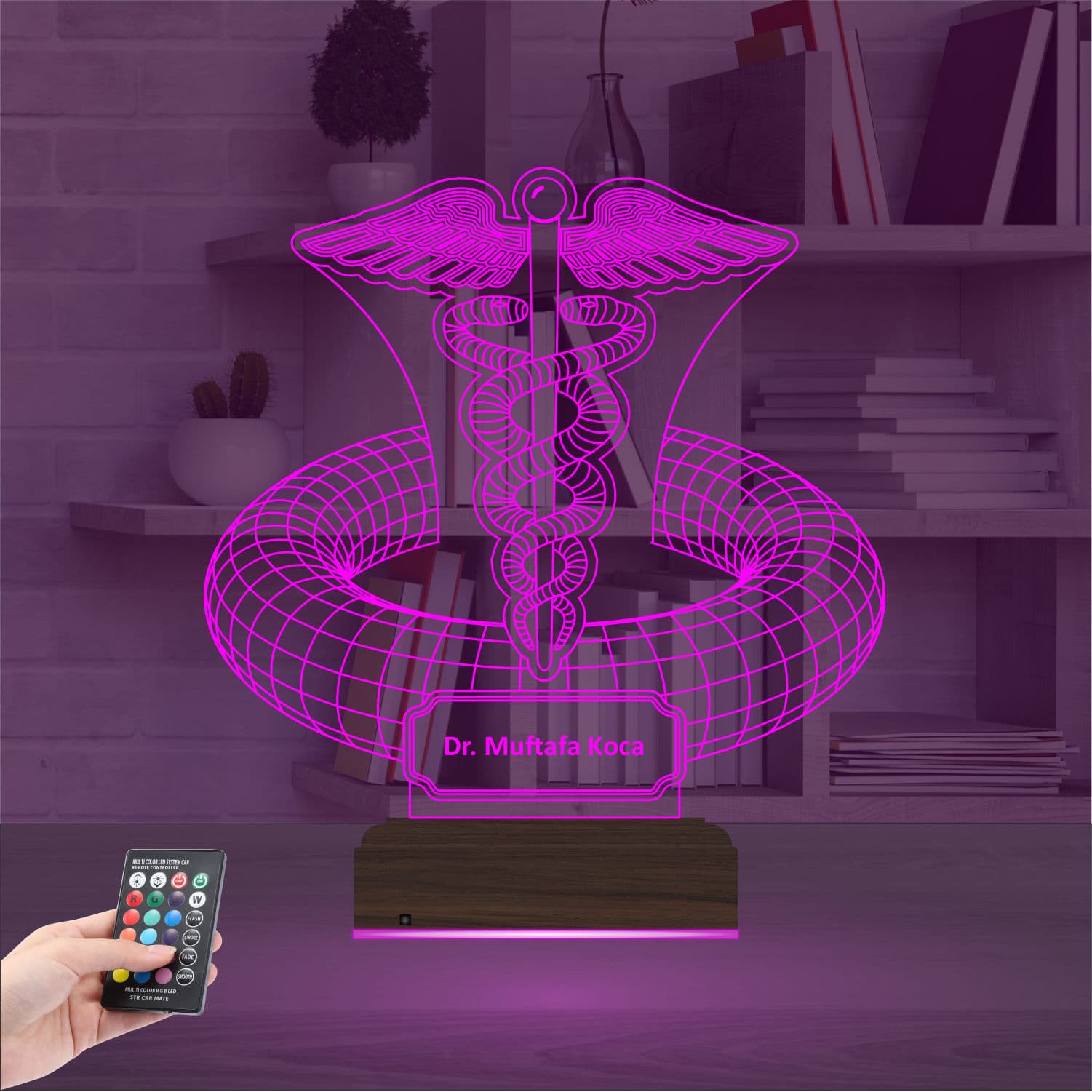 Кадуцей — 3D LED Ночник | Подарок врачу 4