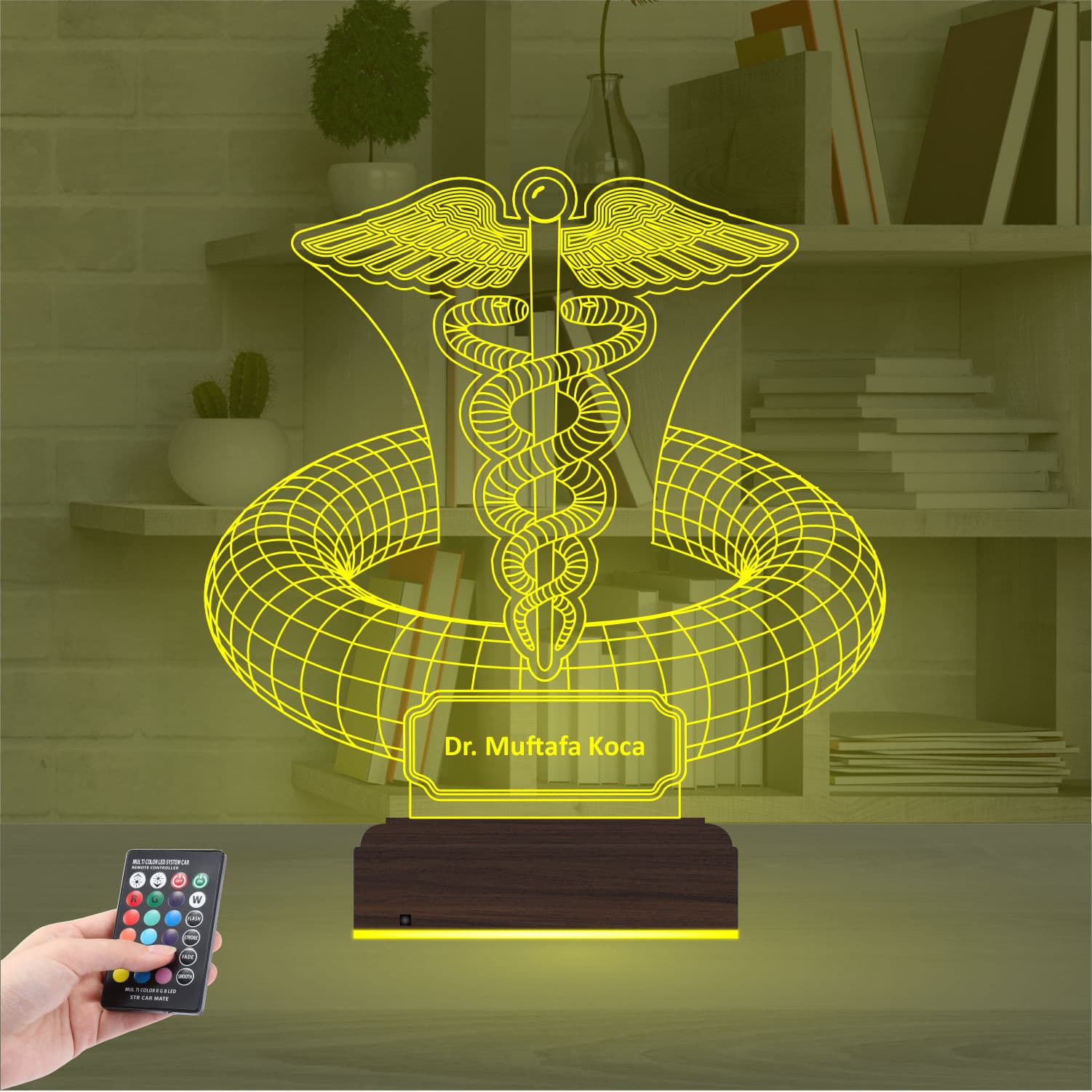 Кадуцей — 3D LED Ночник | Подарок врачу 7