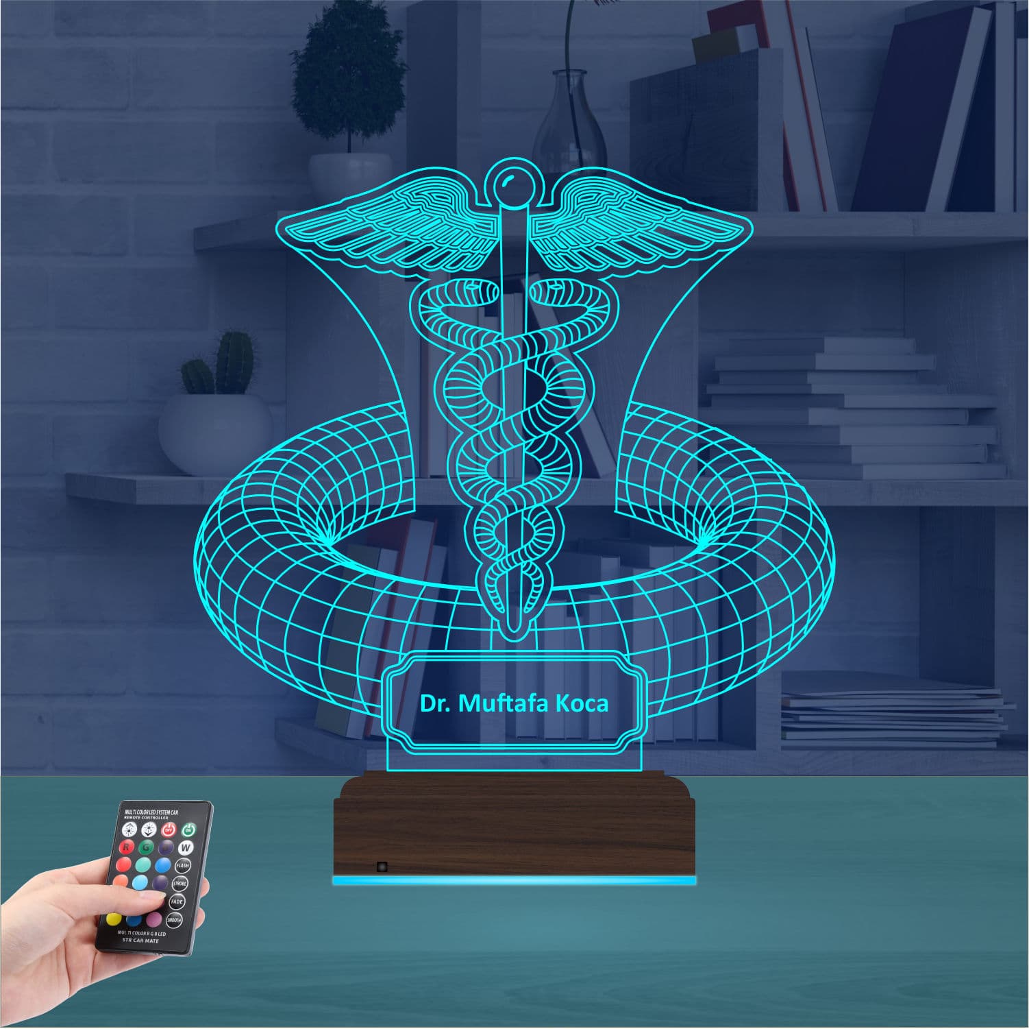 Кадуцей — 3D LED Ночник | Подарок врачу 9