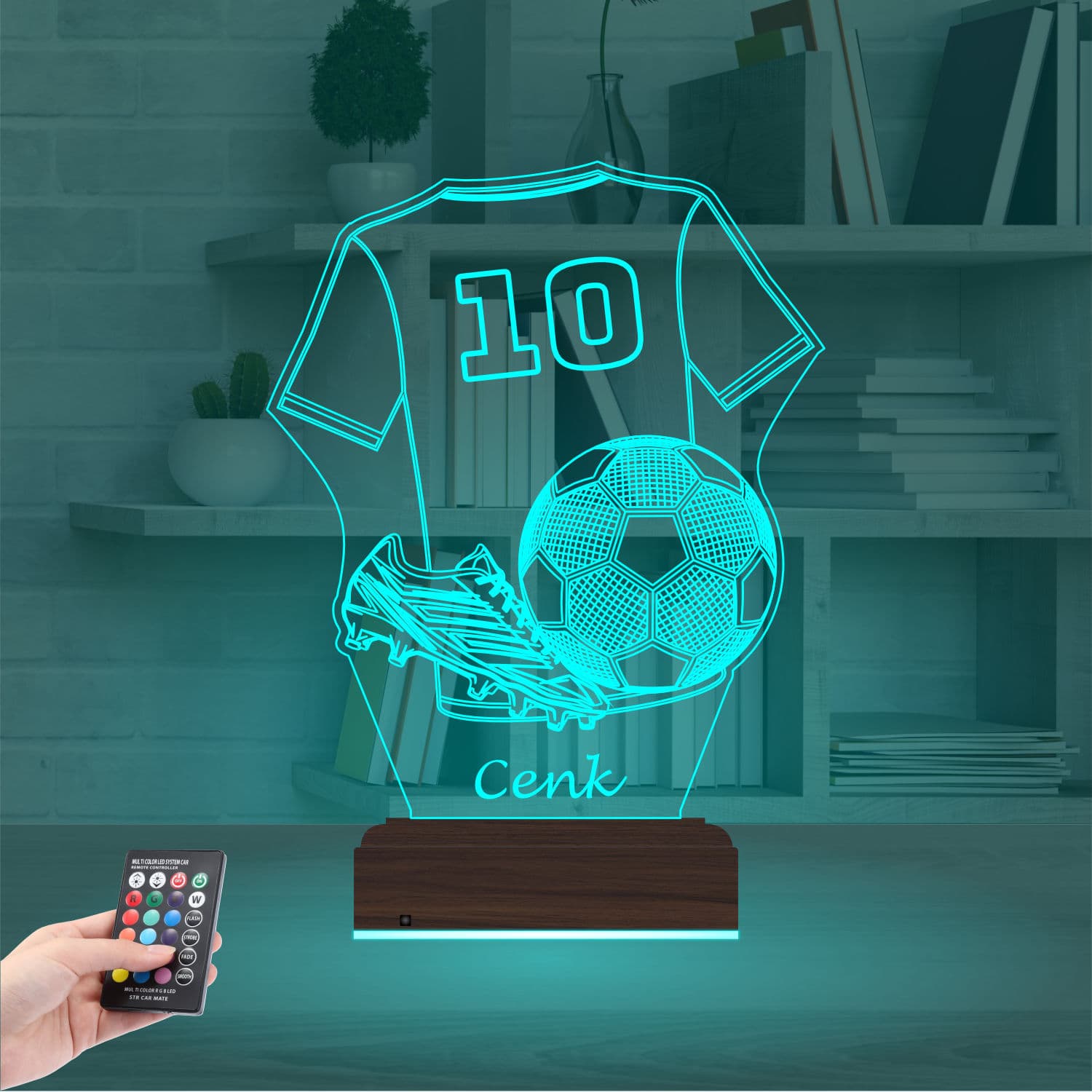 Футбольная форма и мяч — Именной 3D LED Ночник | Подарок сыну 3