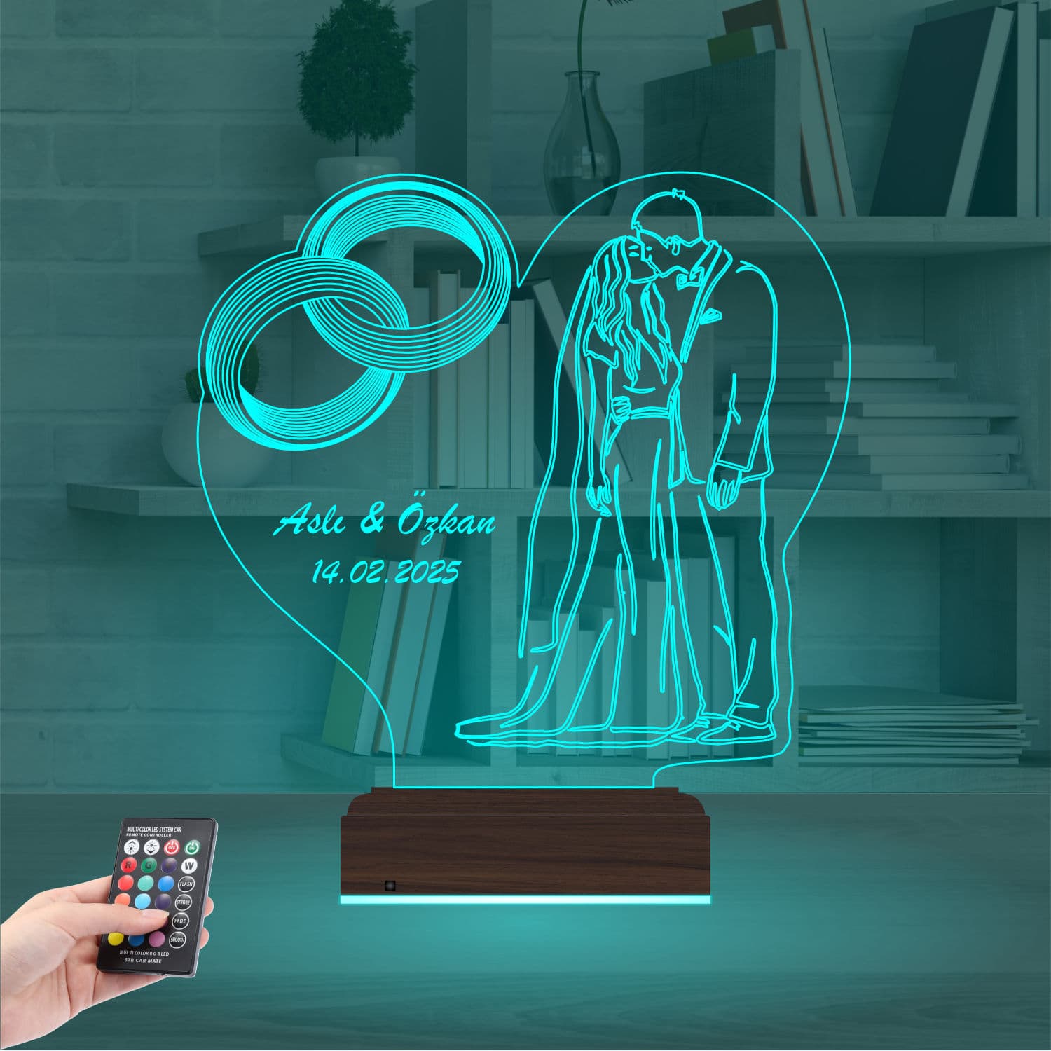 Свадебная пара — 3D LED Ночник | Подарок на годовщину 3