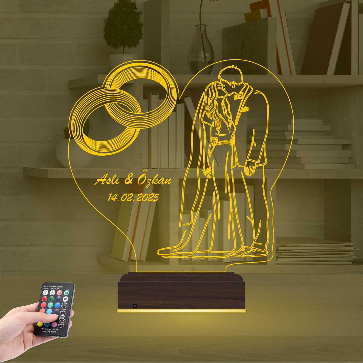 Свадебная пара — 3D LED Ночник | Подарок на годовщину 8