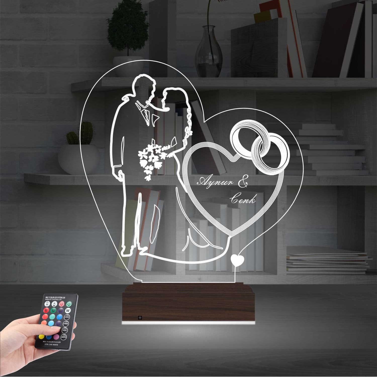 Свадебная пара — 3D LED Ночник | Подарок на годовщину 2