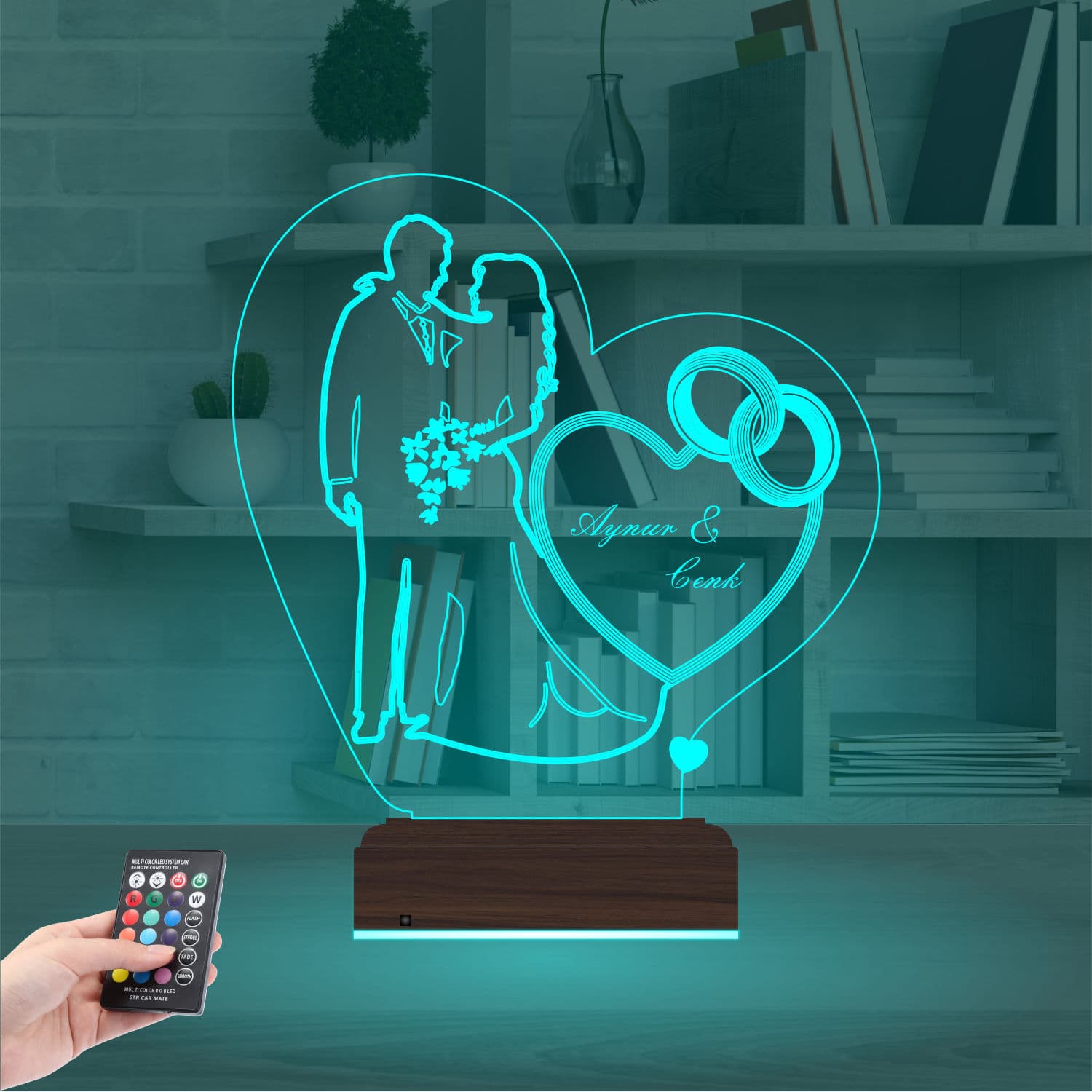 Свадебная пара — 3D LED Ночник | Подарок на годовщину 3