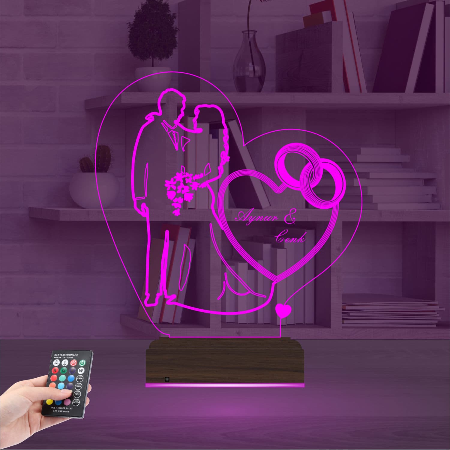 Свадебная пара — 3D LED Ночник | Подарок на годовщину 4