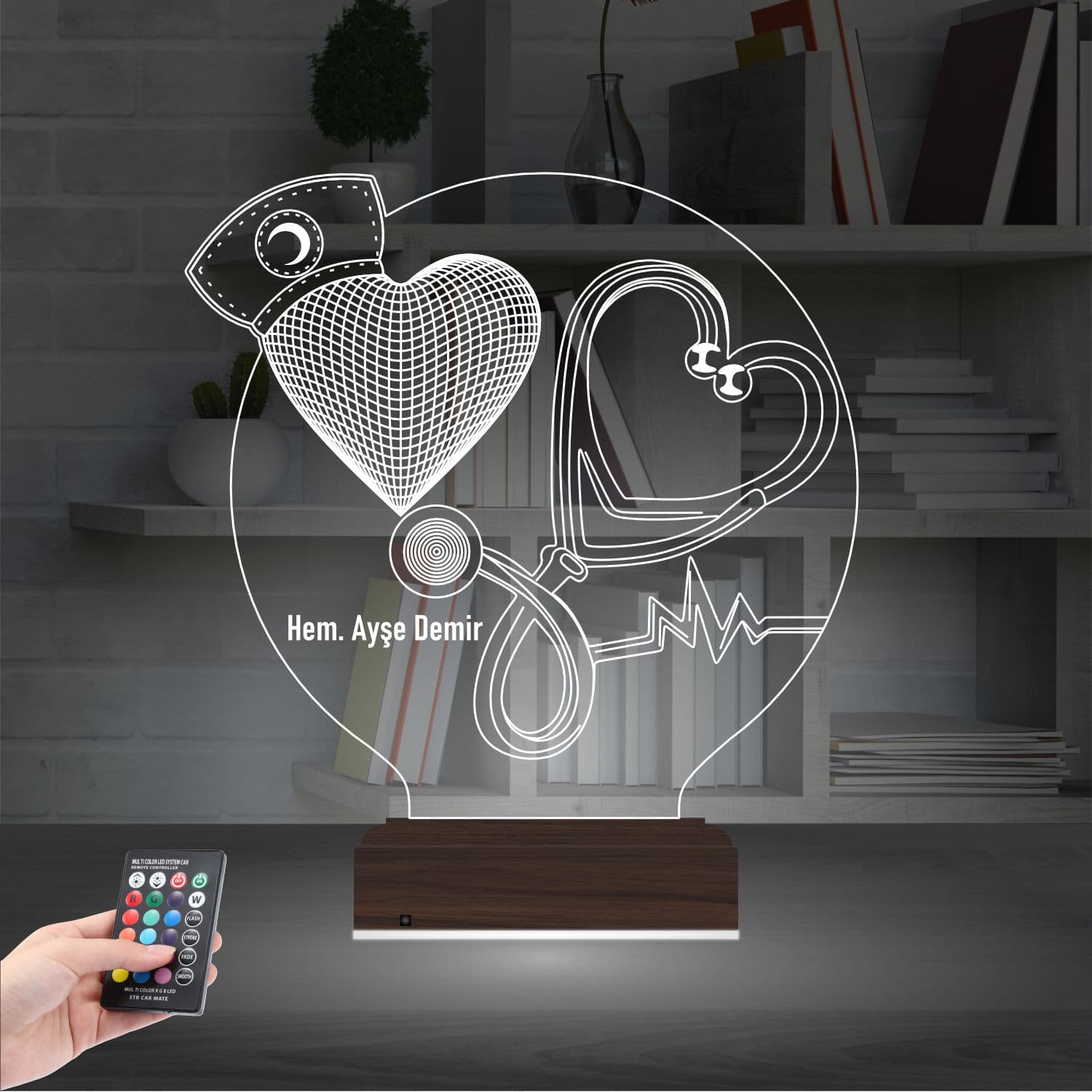 Медсестра и сердце — 3D LED Ночник | Подарок медику 2