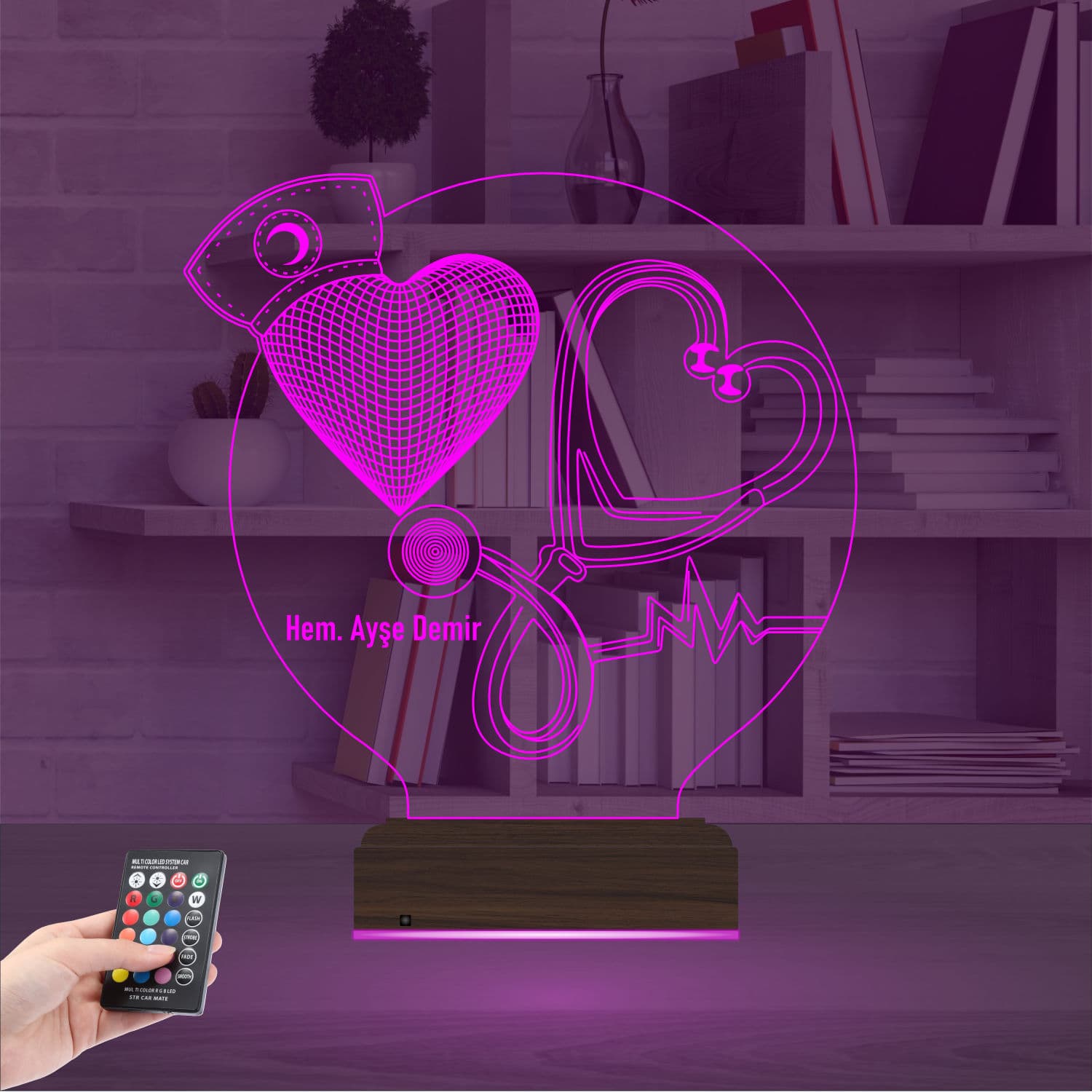 Медсестра и сердце — 3D LED Ночник | Подарок медику 4