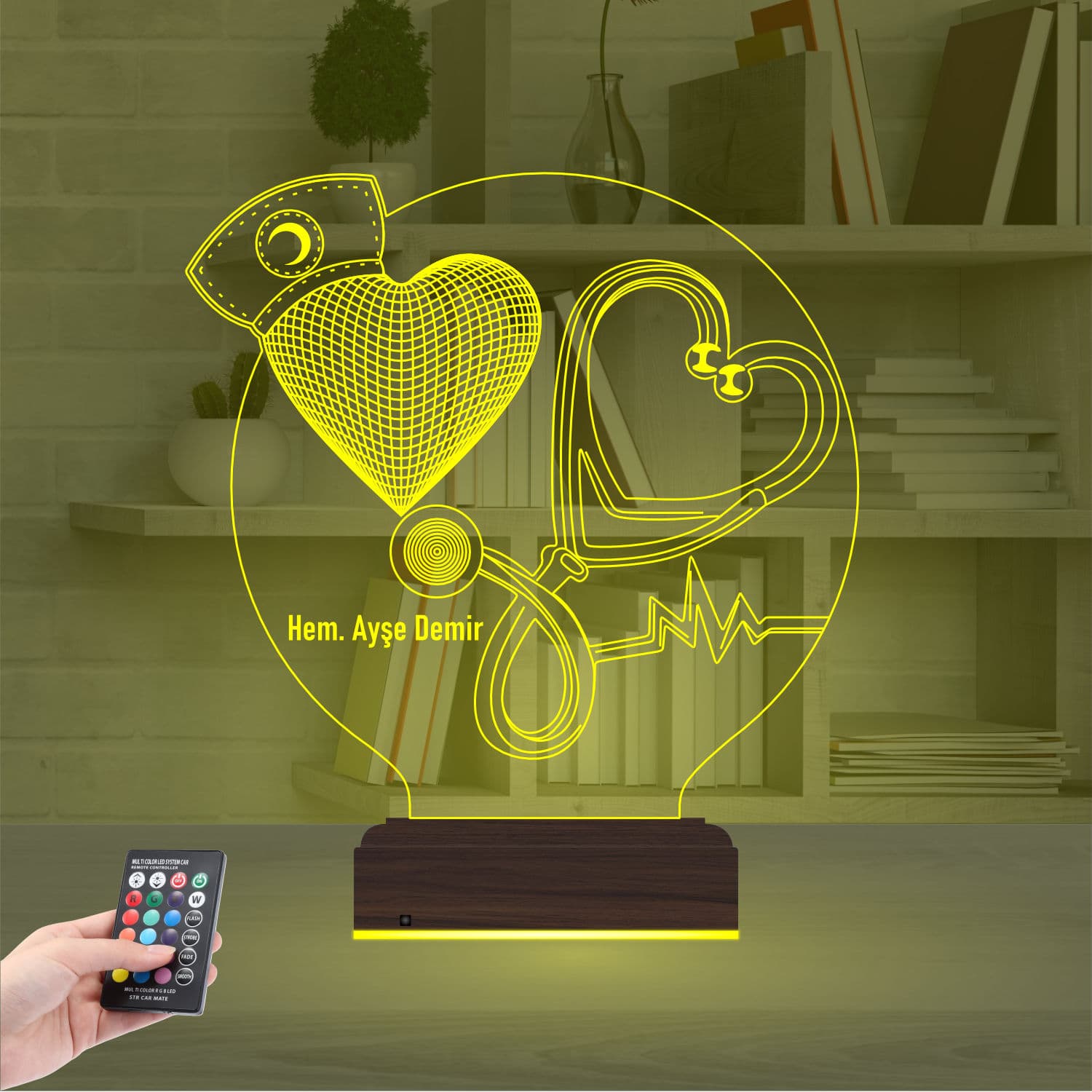 Медсестра и сердце — 3D LED Ночник | Подарок медику 7