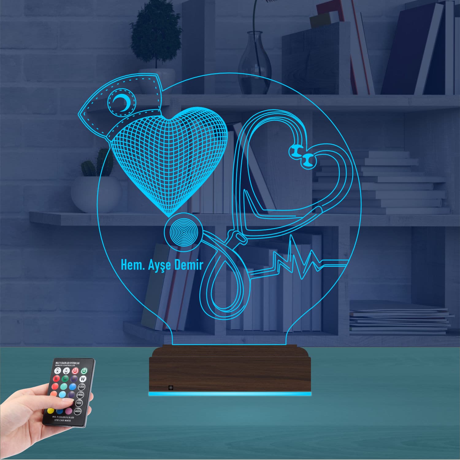 Медсестра и сердце — 3D LED Ночник | Подарок медику 9