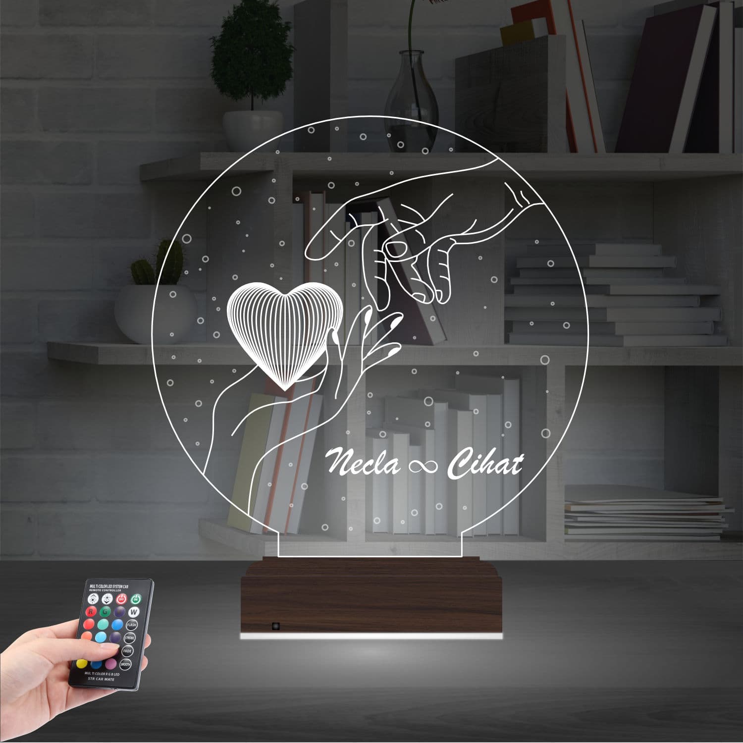 Руки и Сердце — 3D LED Ночник | Подарок влюбленным 2