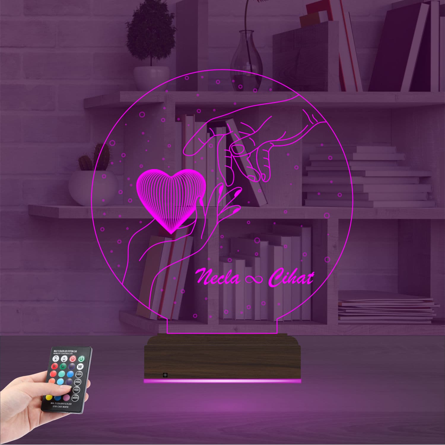 Руки и Сердце — 3D LED Ночник | Подарок влюбленным 4