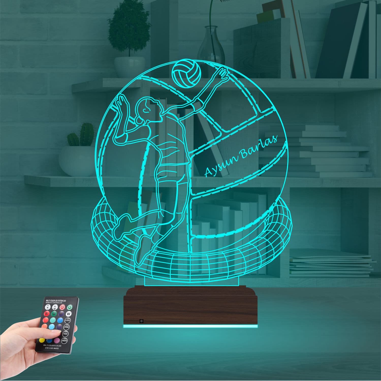 Волейболистка с именем — 3D LED Ночник | Подарок спортсмену 3