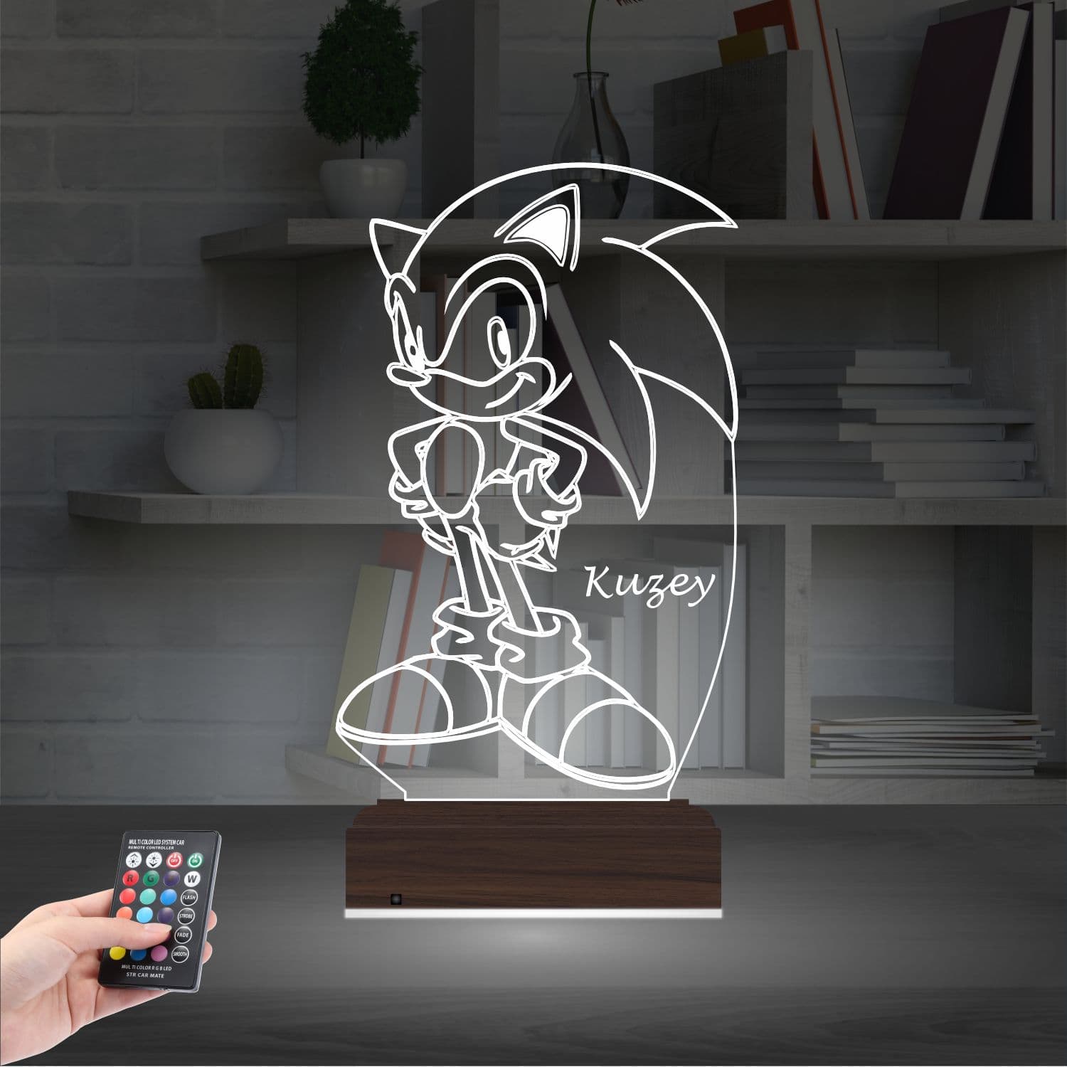 Соник с именем — 3D LED Ночник | Подарок ребёнку 2