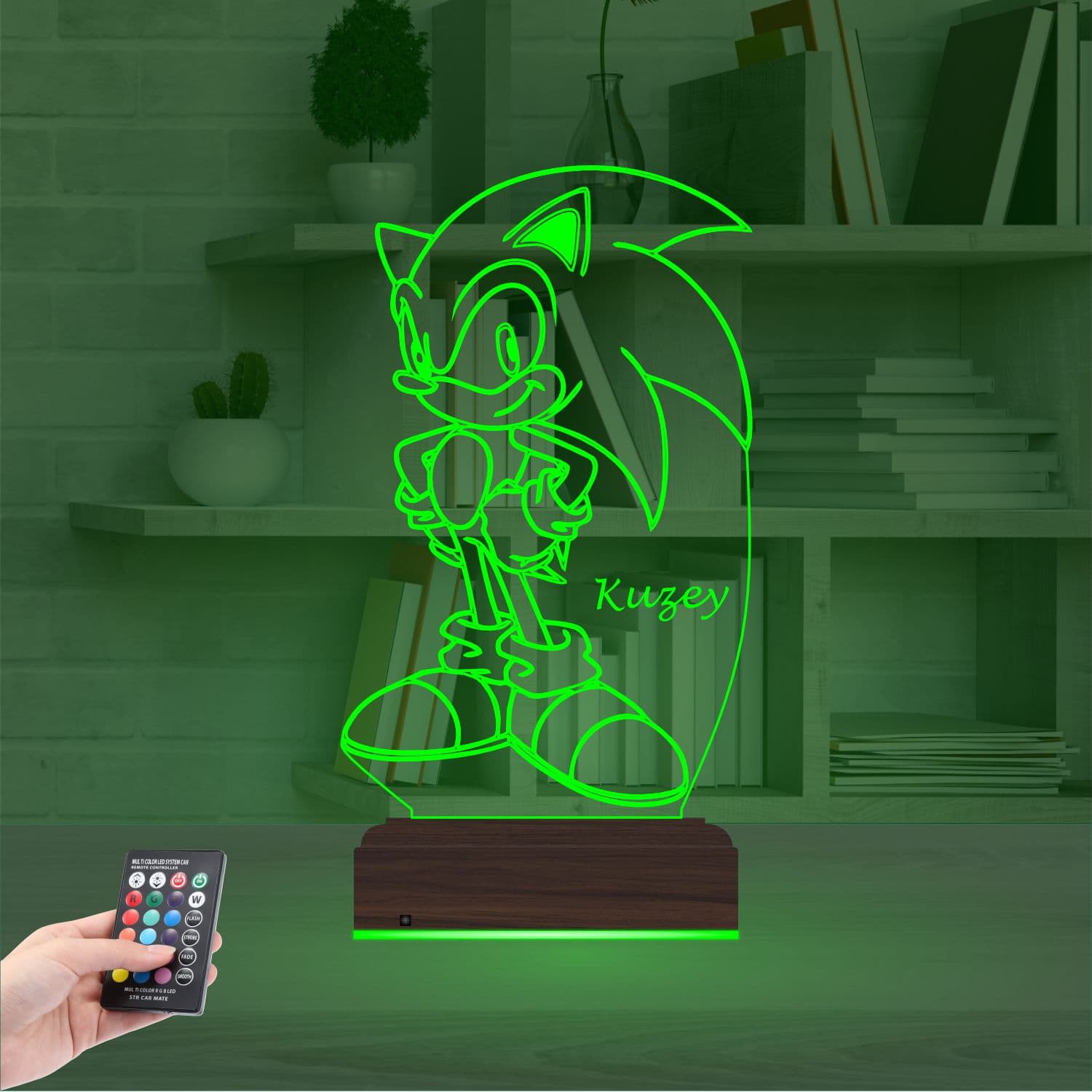 Соник с именем — 3D LED Ночник | Подарок ребёнку 6