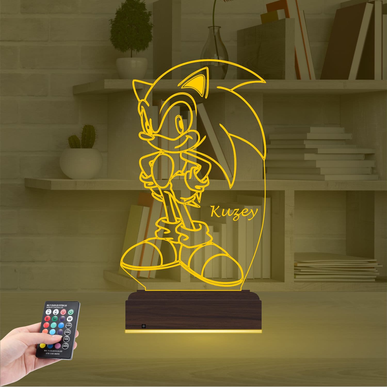 Соник с именем — 3D LED Ночник | Подарок ребёнку 8