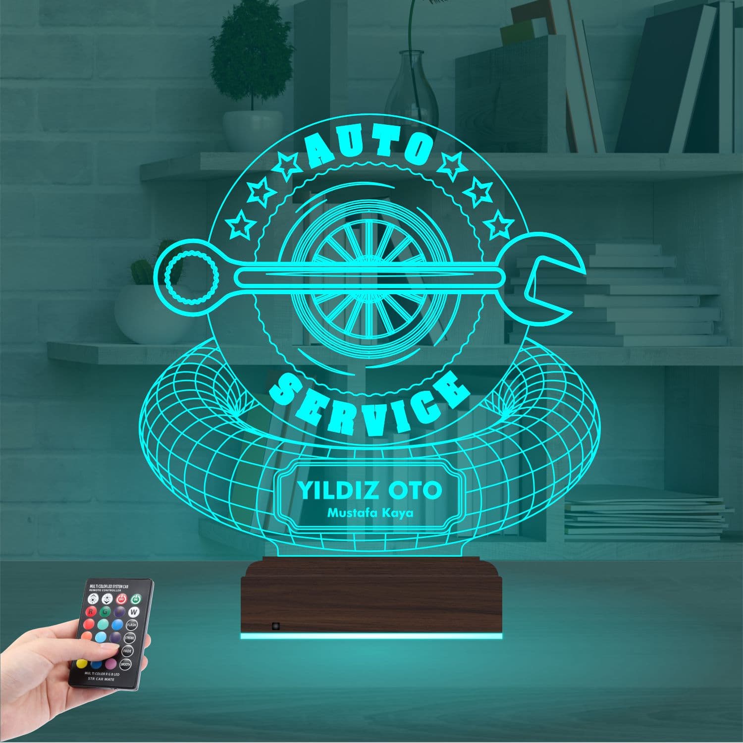 Автосервис — 3D LED Ночник | Подарок мужчине-автомобилисту 3