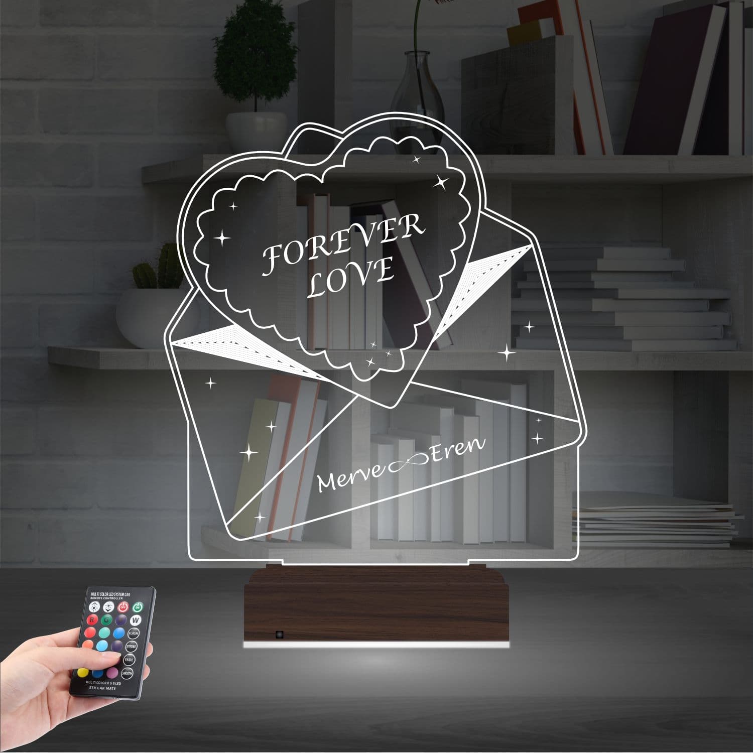 Сердце в конверте — 3D LED Ночник | Подарок любимым 2