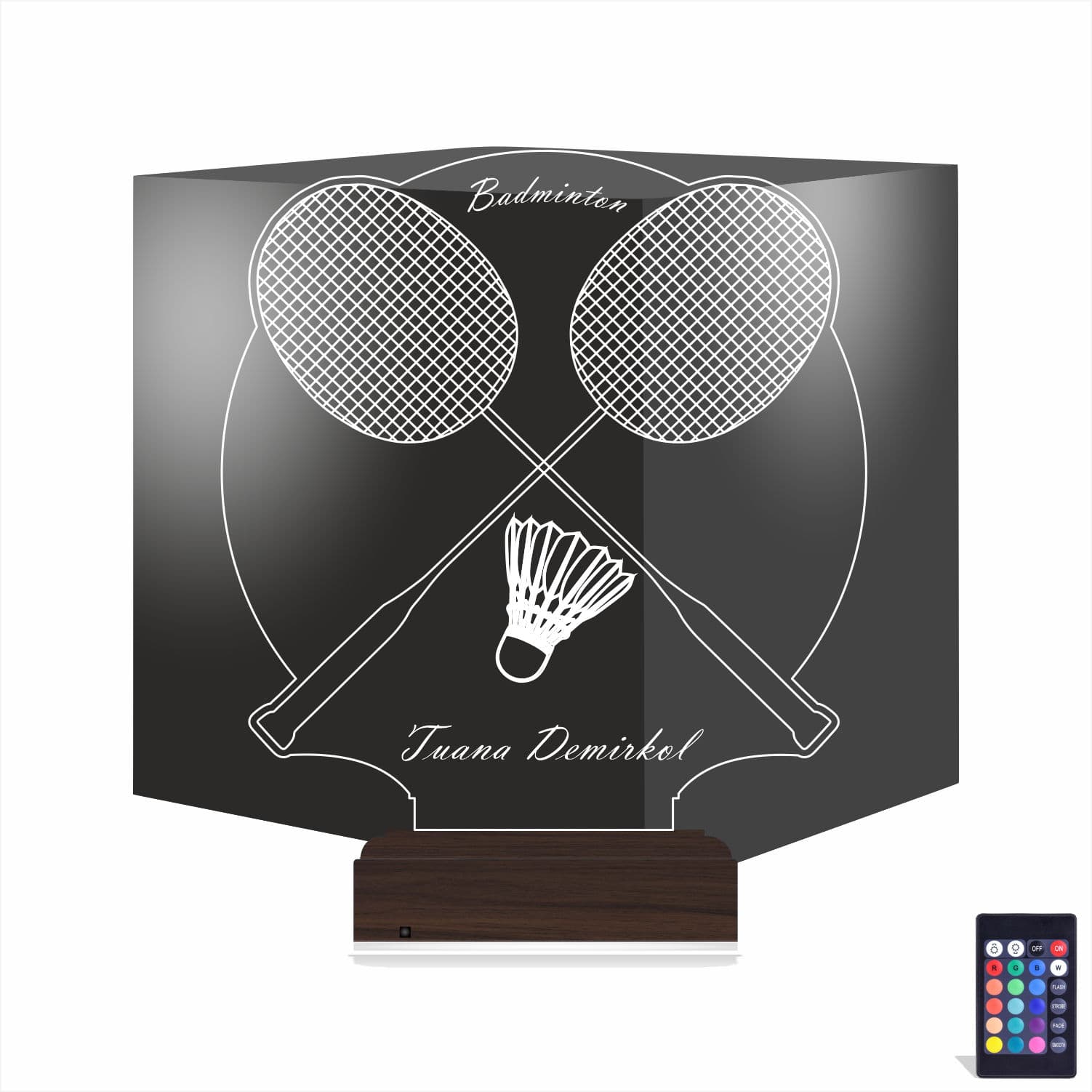 Бадминтон — 3D LED Ночник с именем | Подарок спортсмену 1