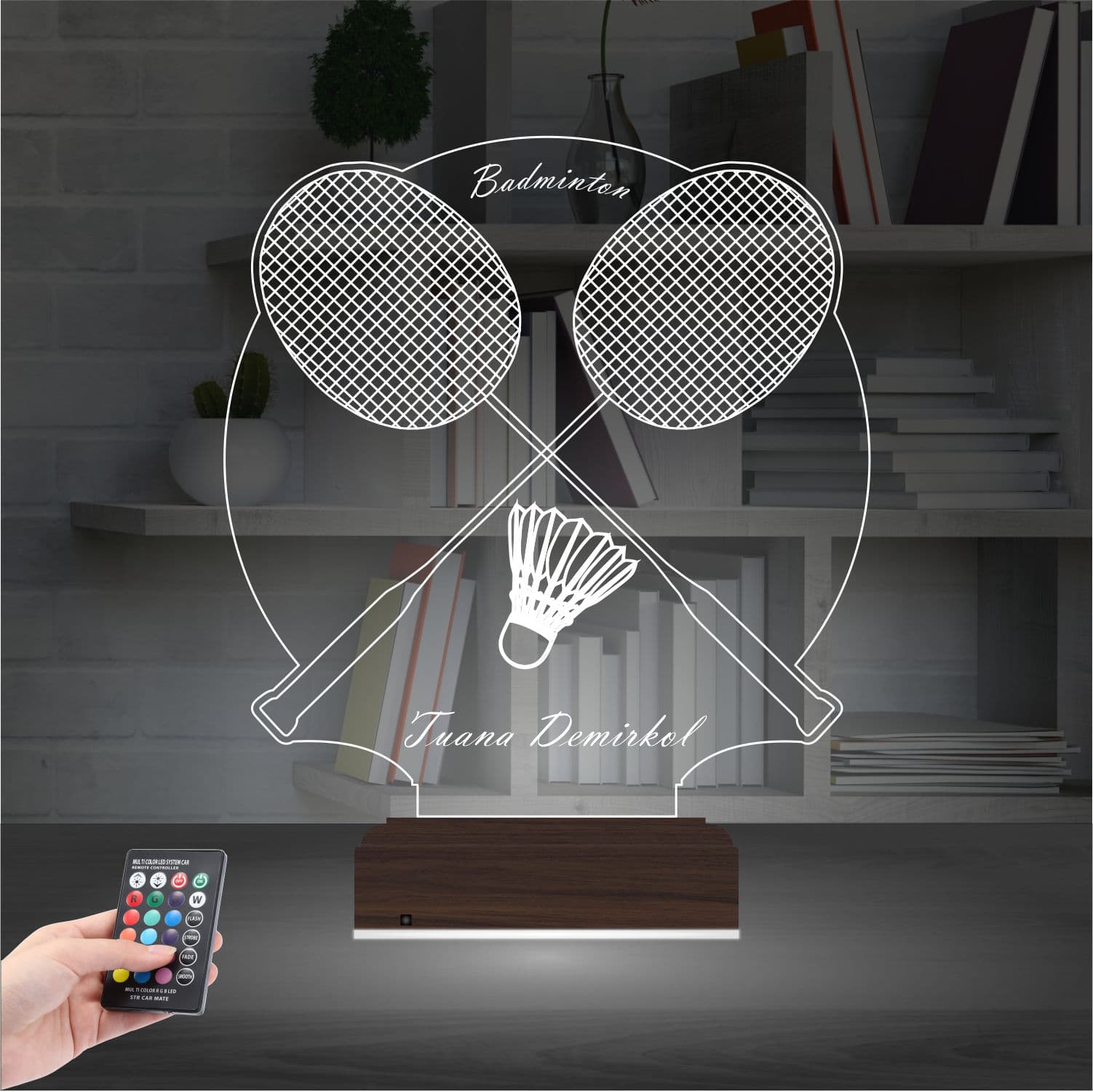 Бадминтон — 3D LED Ночник с именем | Подарок спортсмену 2