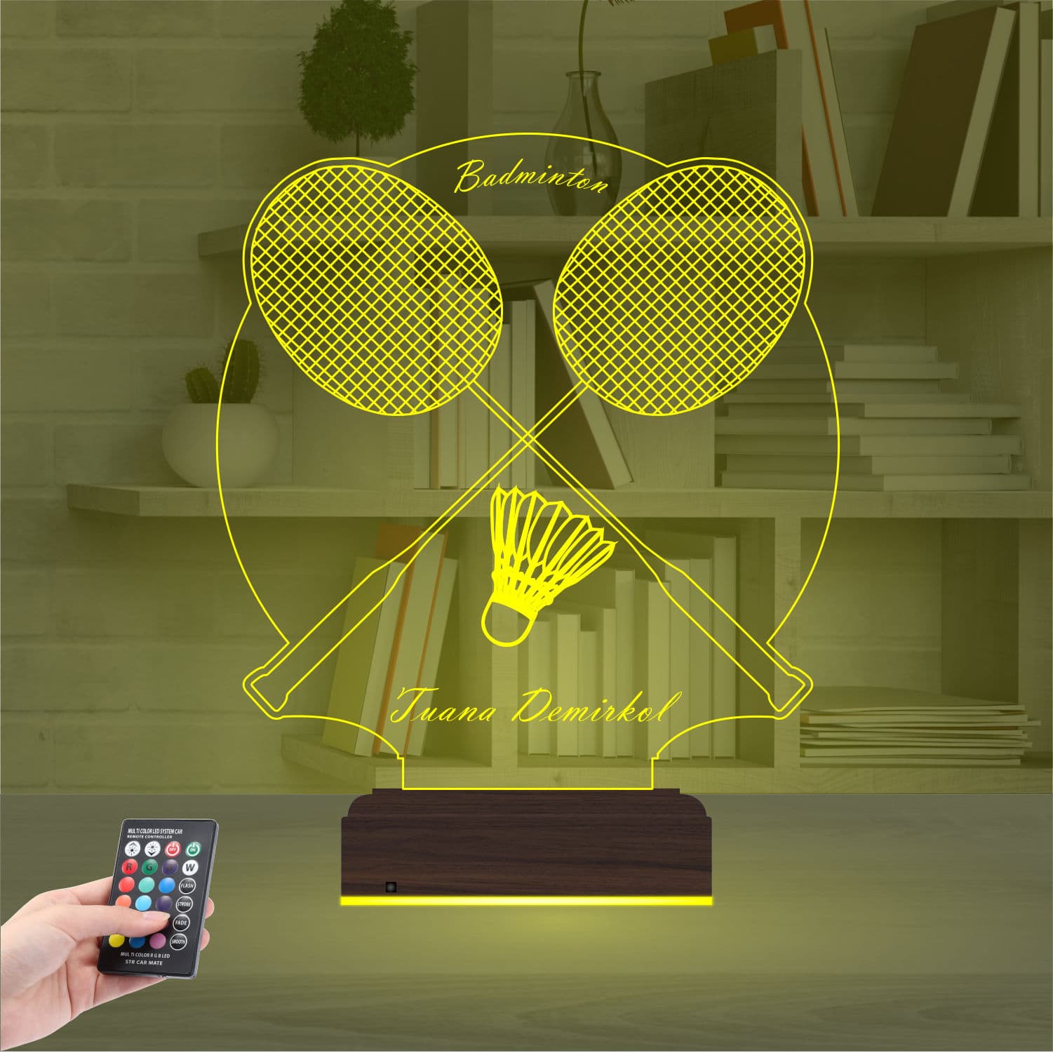 Бадминтон — 3D LED Ночник с именем | Подарок спортсмену 7