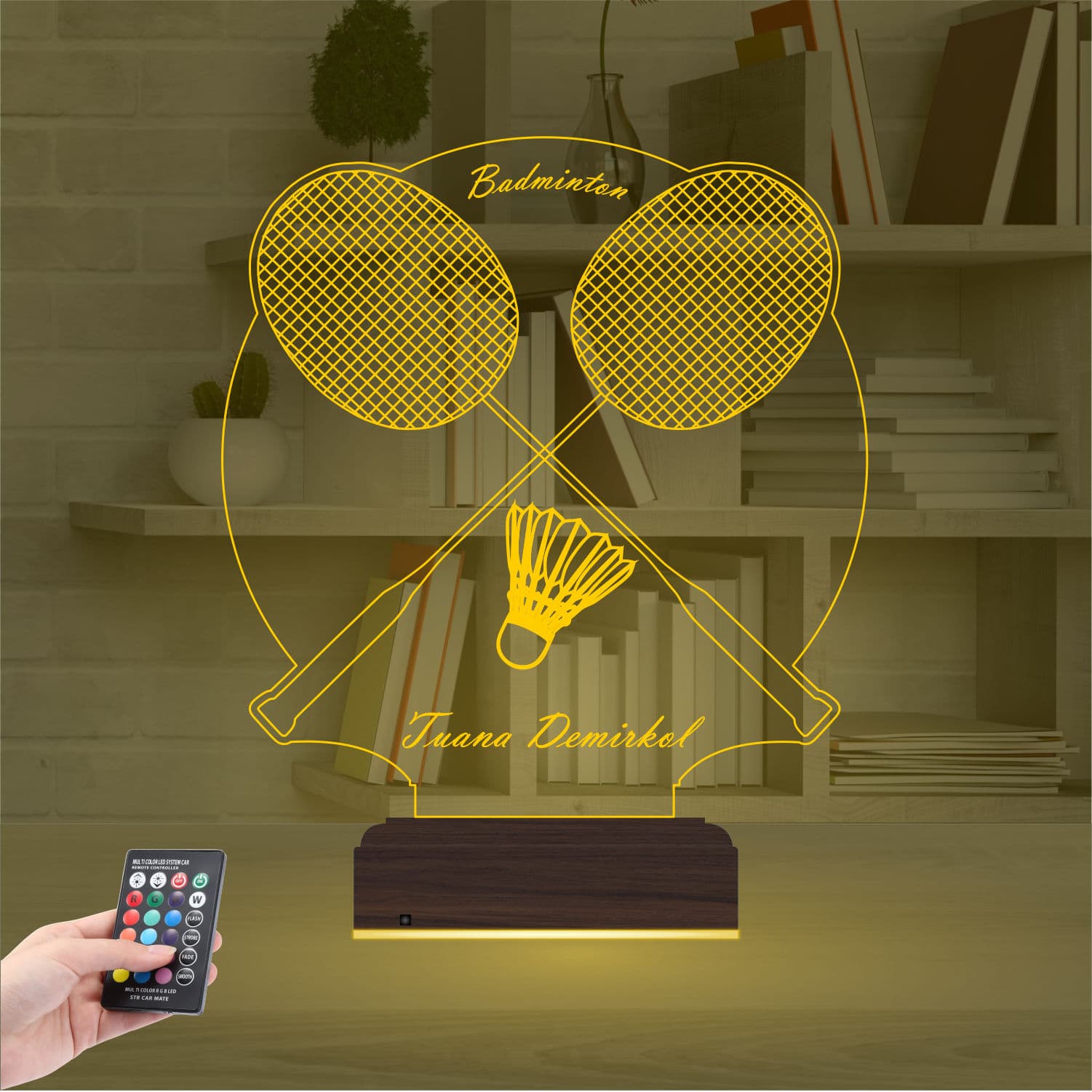 Бадминтон — 3D LED Ночник с именем | Подарок спортсмену 8