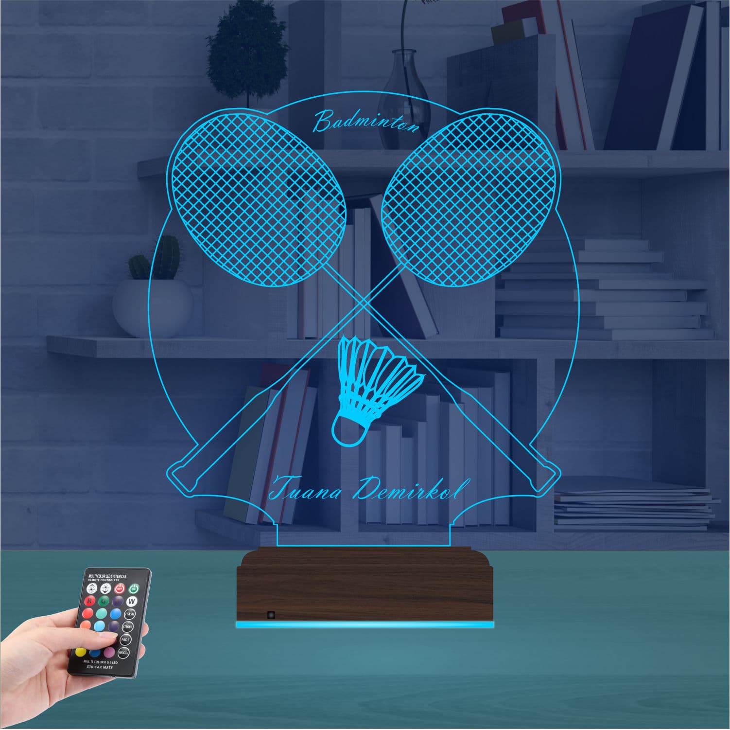 Бадминтон — 3D LED Ночник с именем | Подарок спортсмену 9