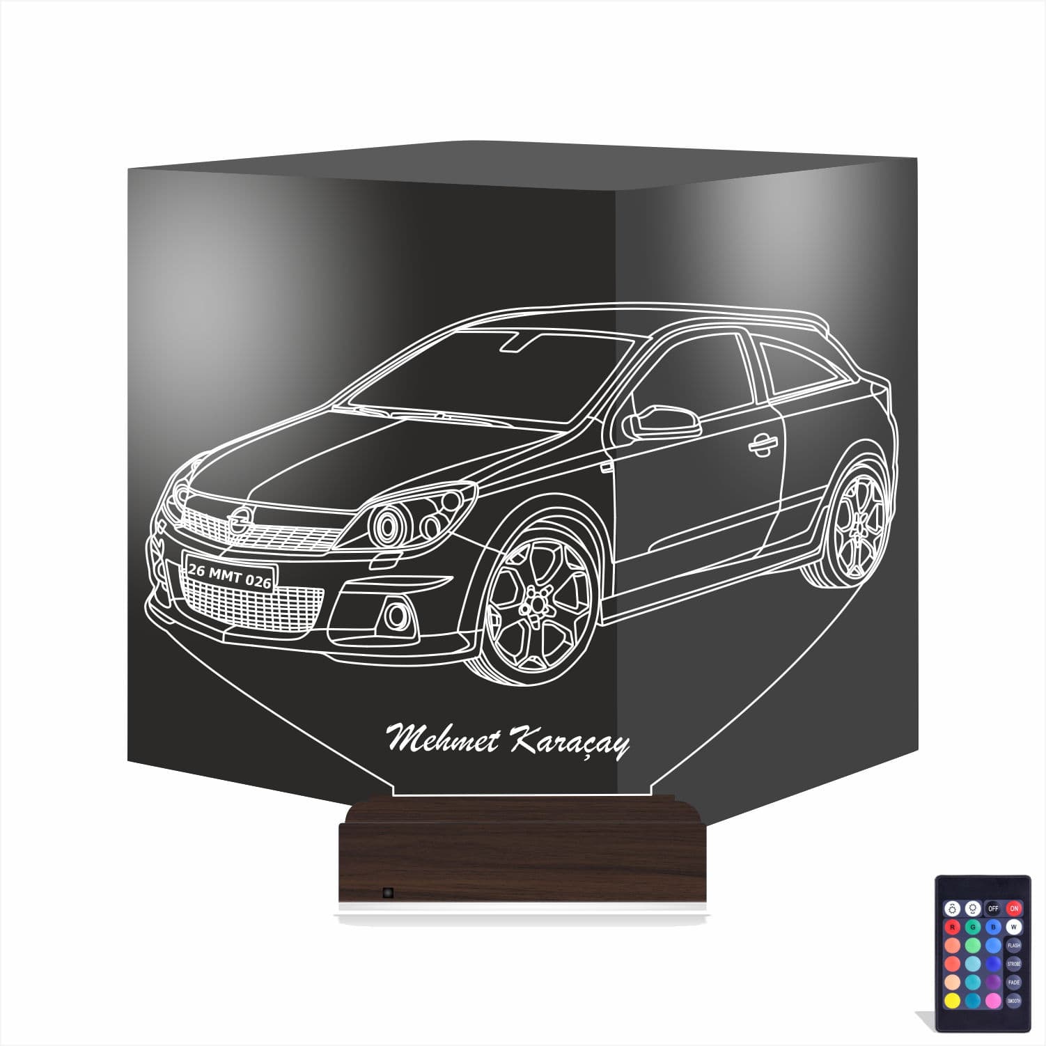 Автомобиль Opel Astra с именем — 3D LED Ночник | Подарок мужчине 1