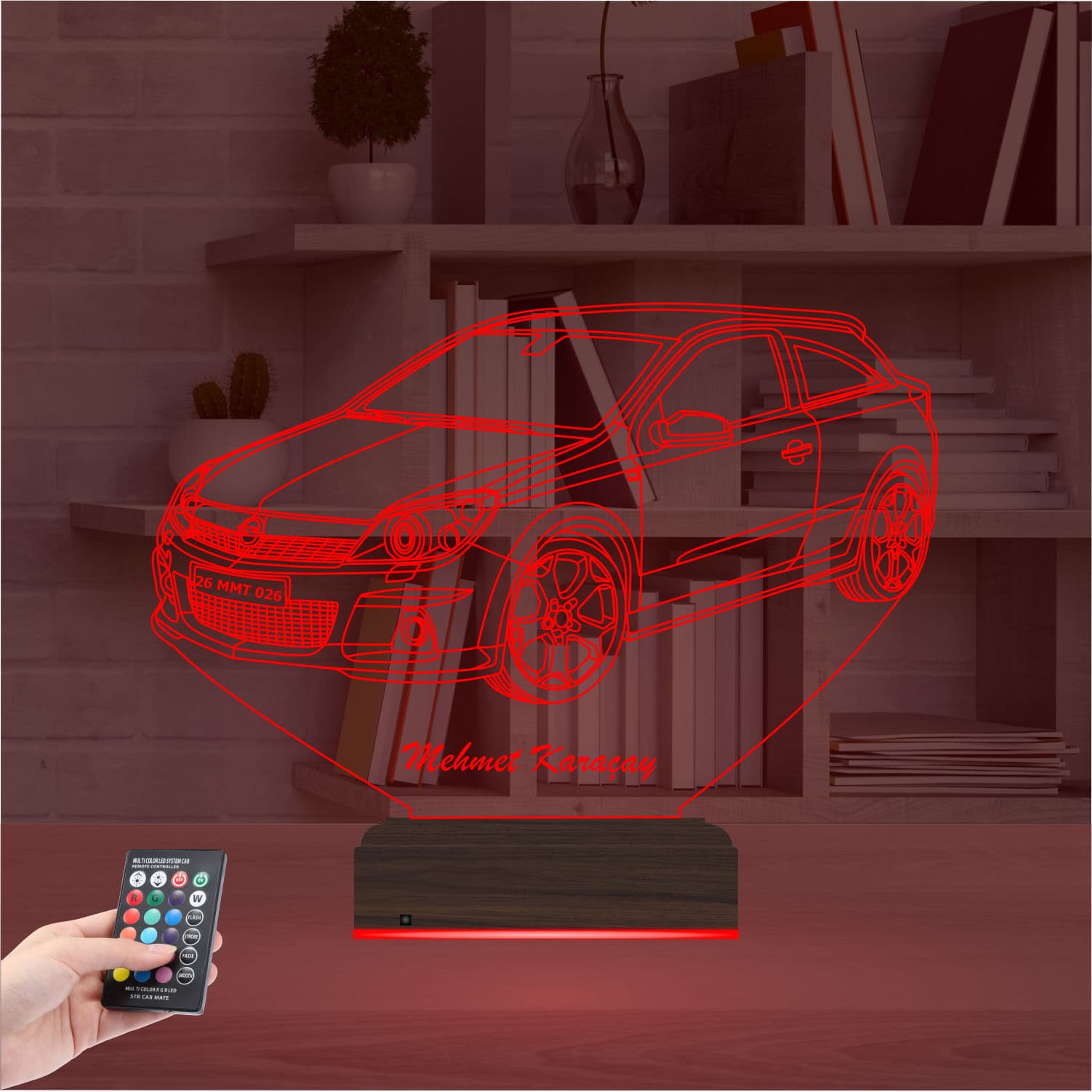 Автомобиль Opel Astra с именем — 3D LED Ночник | Подарок мужчине 5